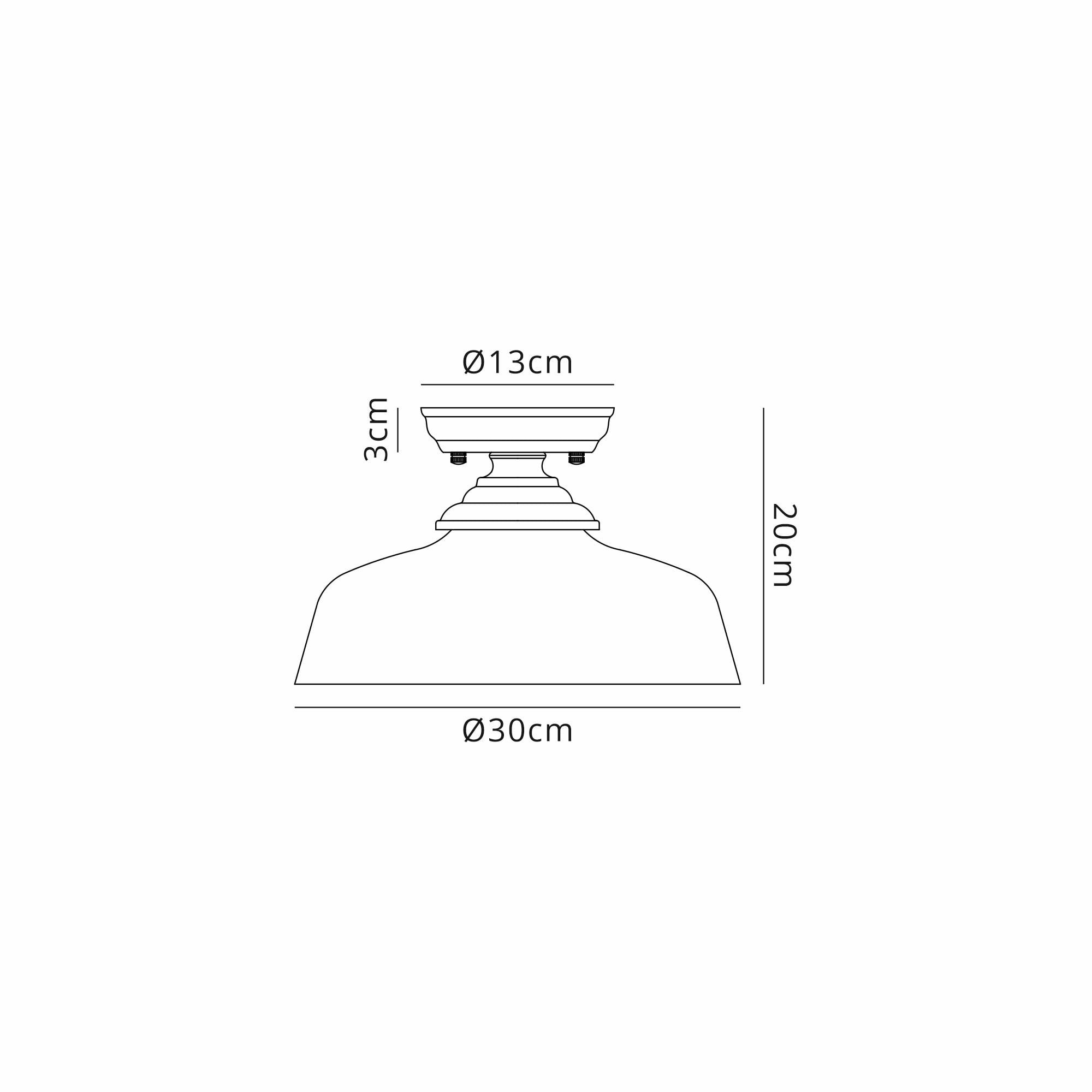 Fabula Mansfield Single Flush Light - 30cm Flat Round Glass Shade - Polished Nickel & Clear Glass