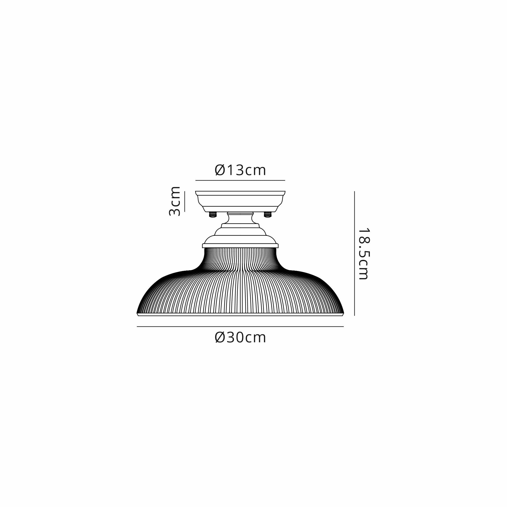 Fabula Mansfield Single Flush Light - 30cm Round Glass Shade - Polished Nickel & Smoked Glass