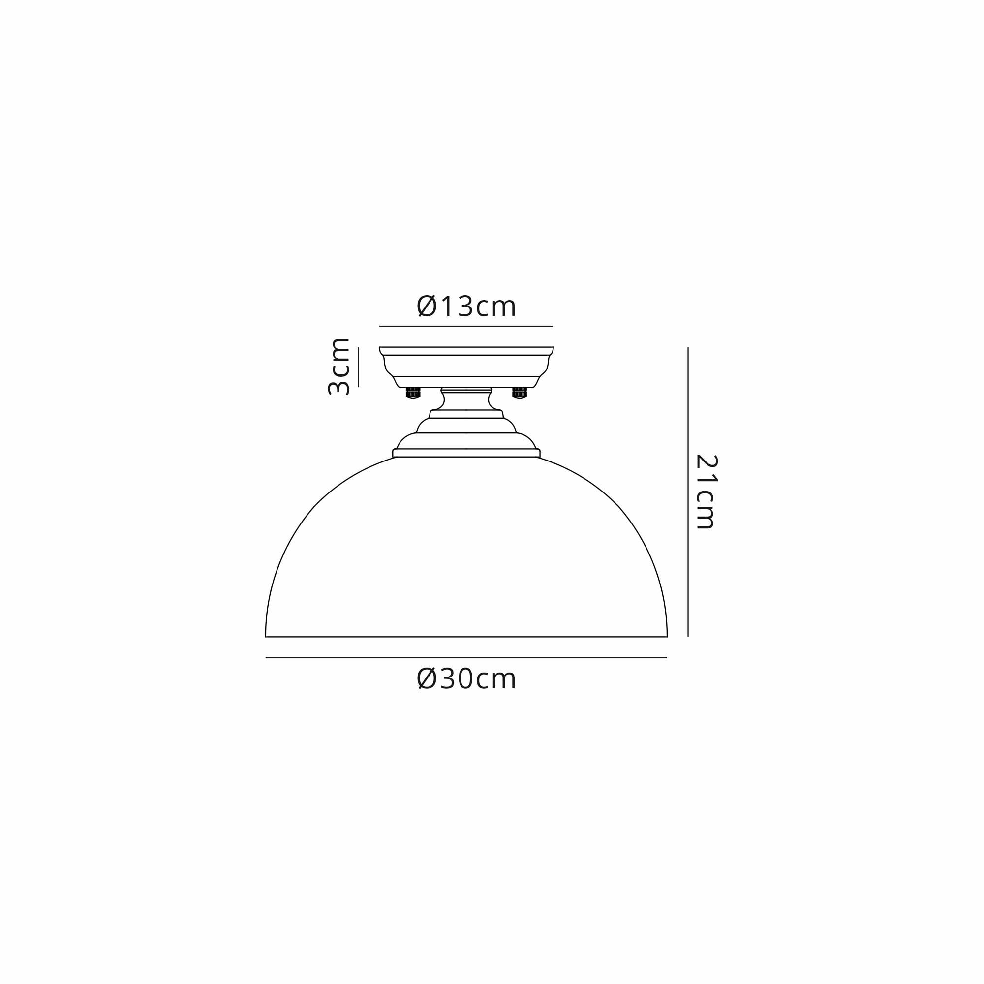 Fabula Mansfield Single Flush Light - 30cm Round Prismatic Effect Glass Shade - Polished Nickel & Clear Glass