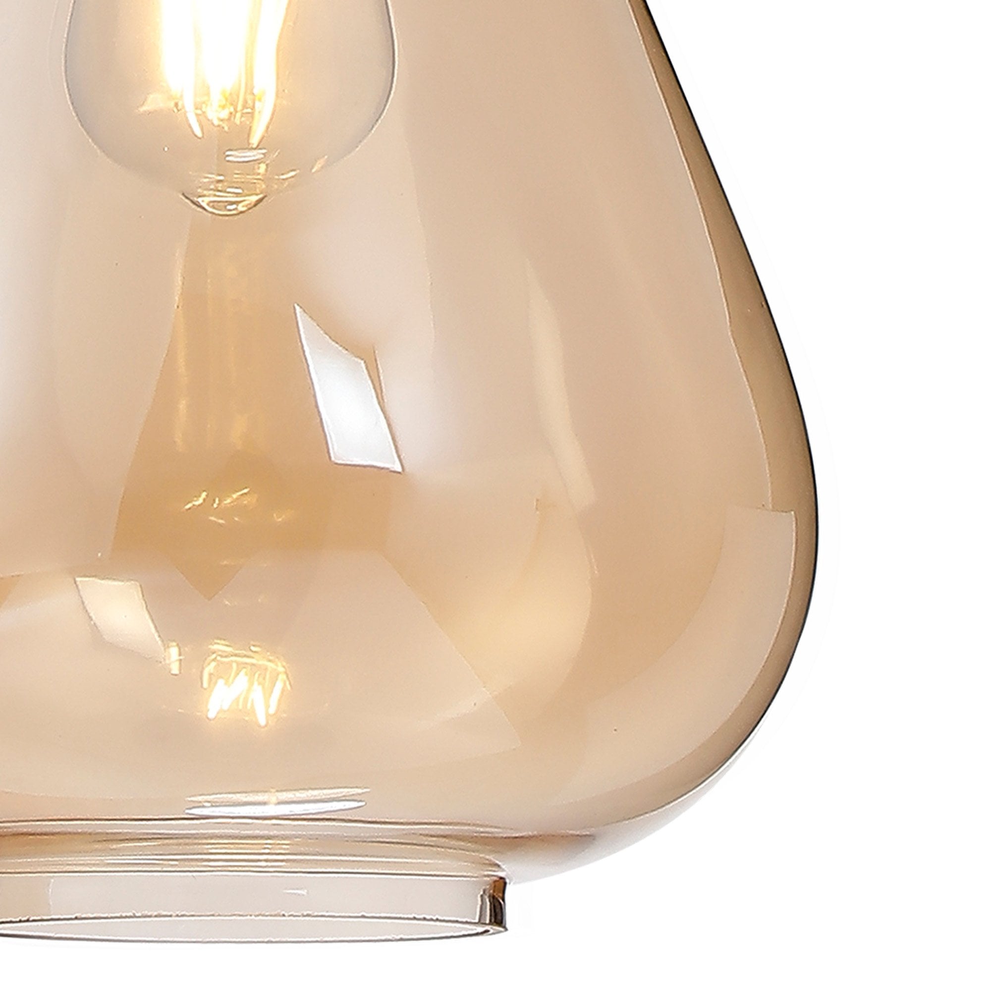 Fabula Maple Narrow Pendant - Satin Black & Amber Glass