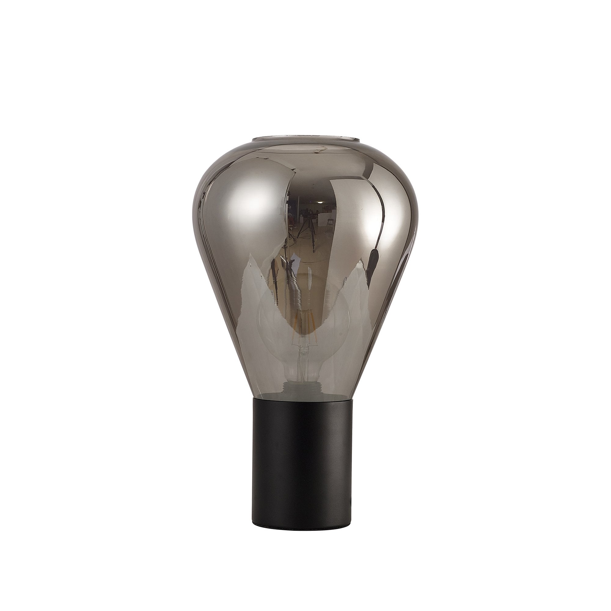 Fabula Maple Narrow Table Lamp - Satin Black & Smoke Plated Glass