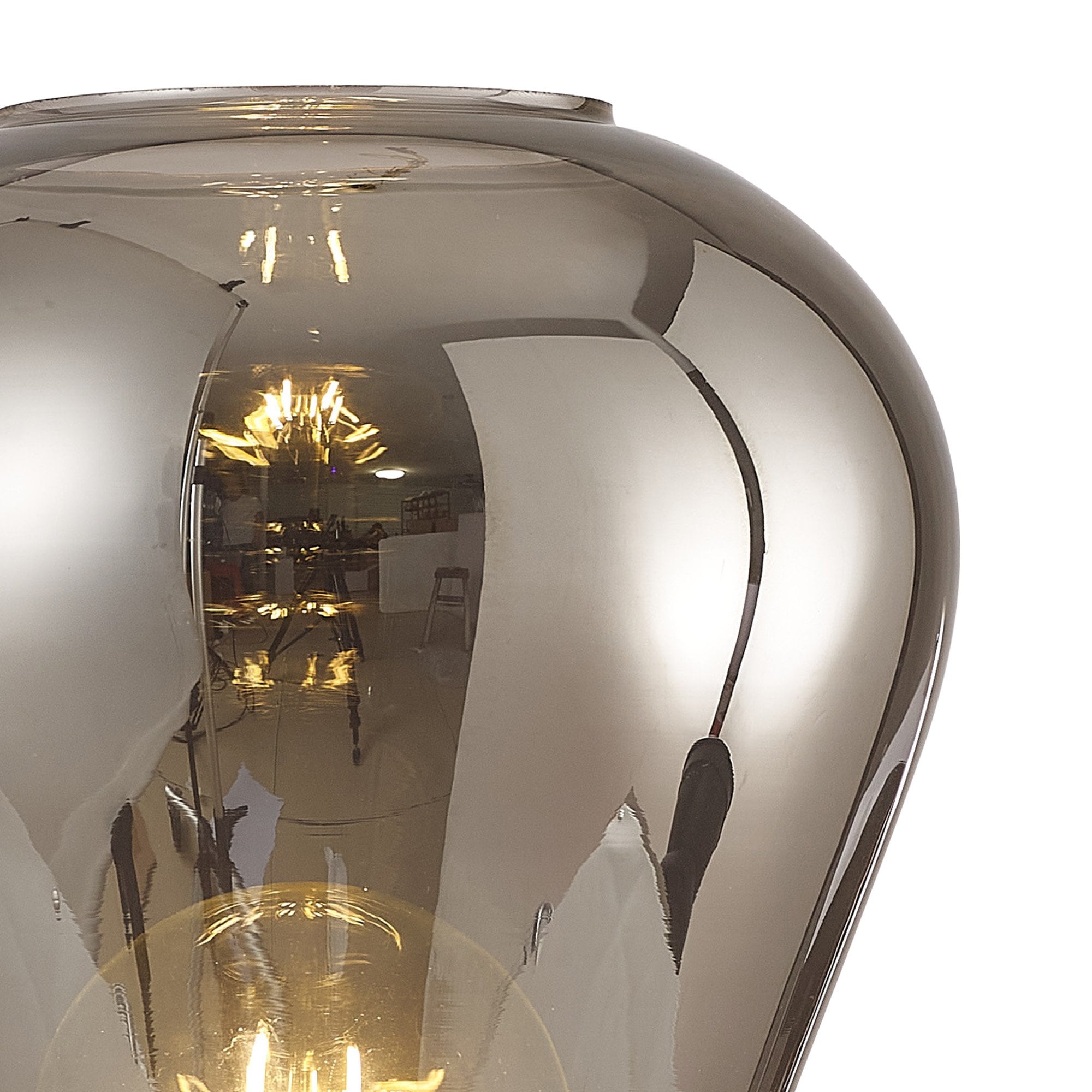 Fabula Maple Narrow Table Lamp - Satin Black & Smoke Plated Glass