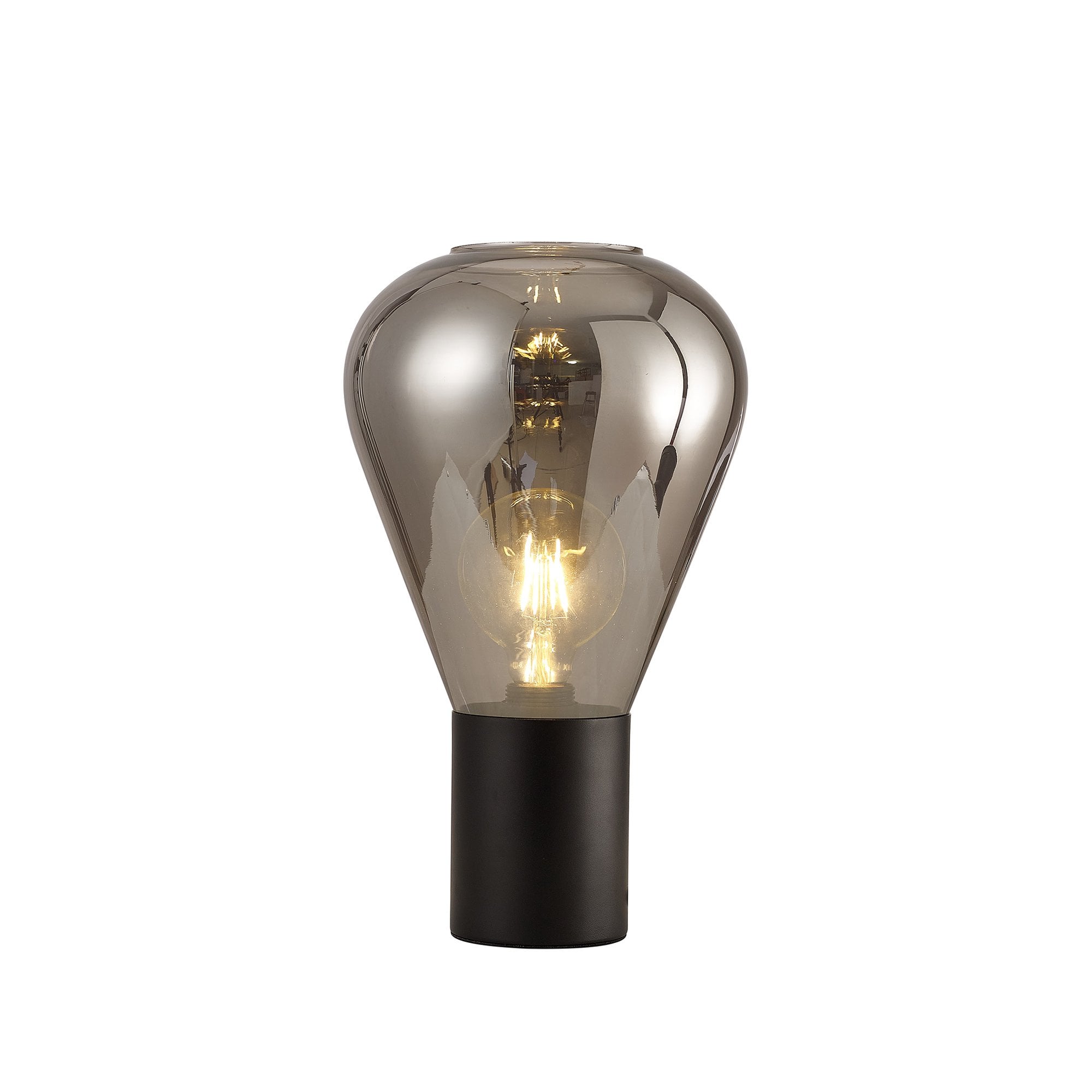 Fabula Maple Narrow Table Lamp - Satin Black & Smoke Plated Glass