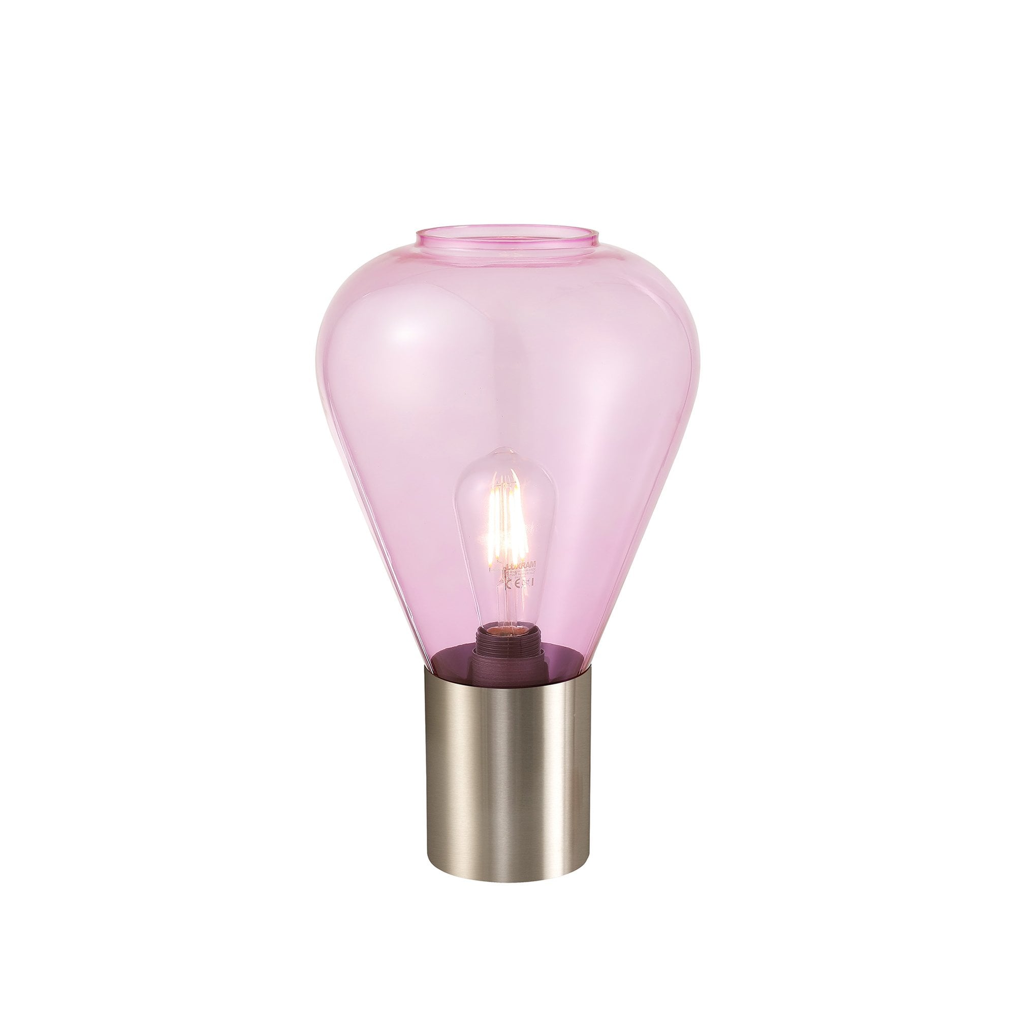 Fabula Maple Narrow Table Lamp - Satin Nickel & Lilac Glass