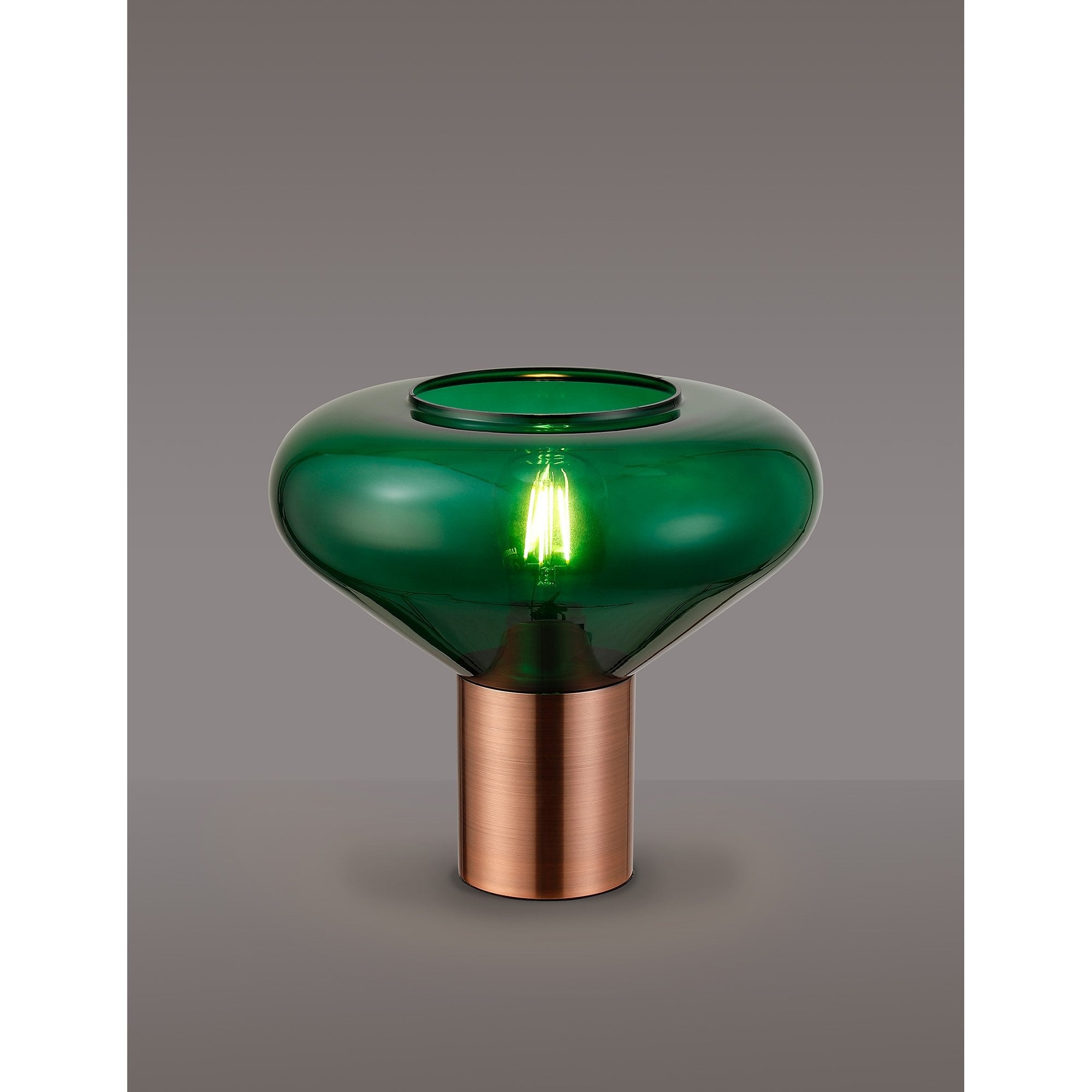 Fabula Maple Wide Table Lamp - Antique Copper & Bottle Green Glass