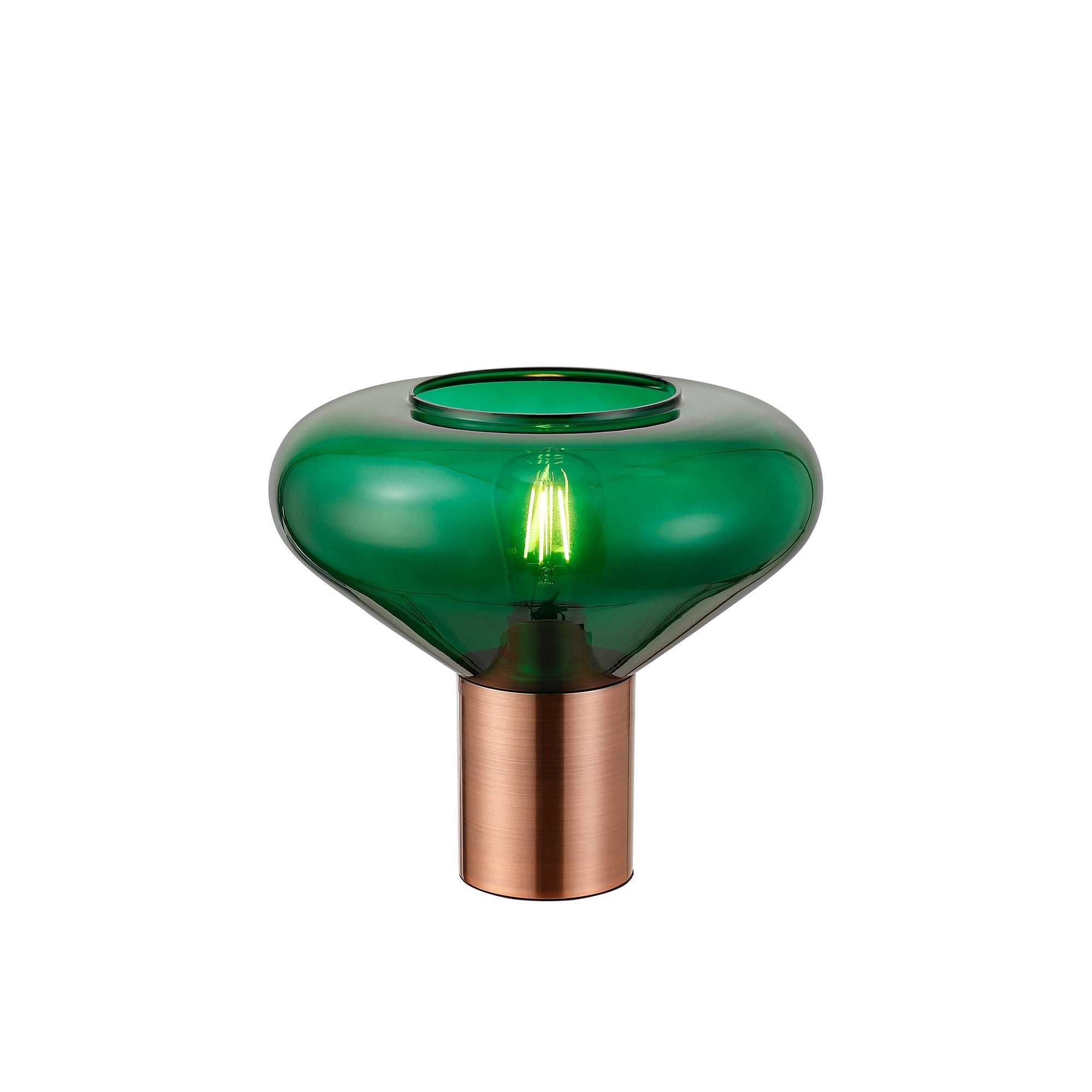 Fabula Maple Wide Table Lamp - Antique Copper & Bottle Green Glass
