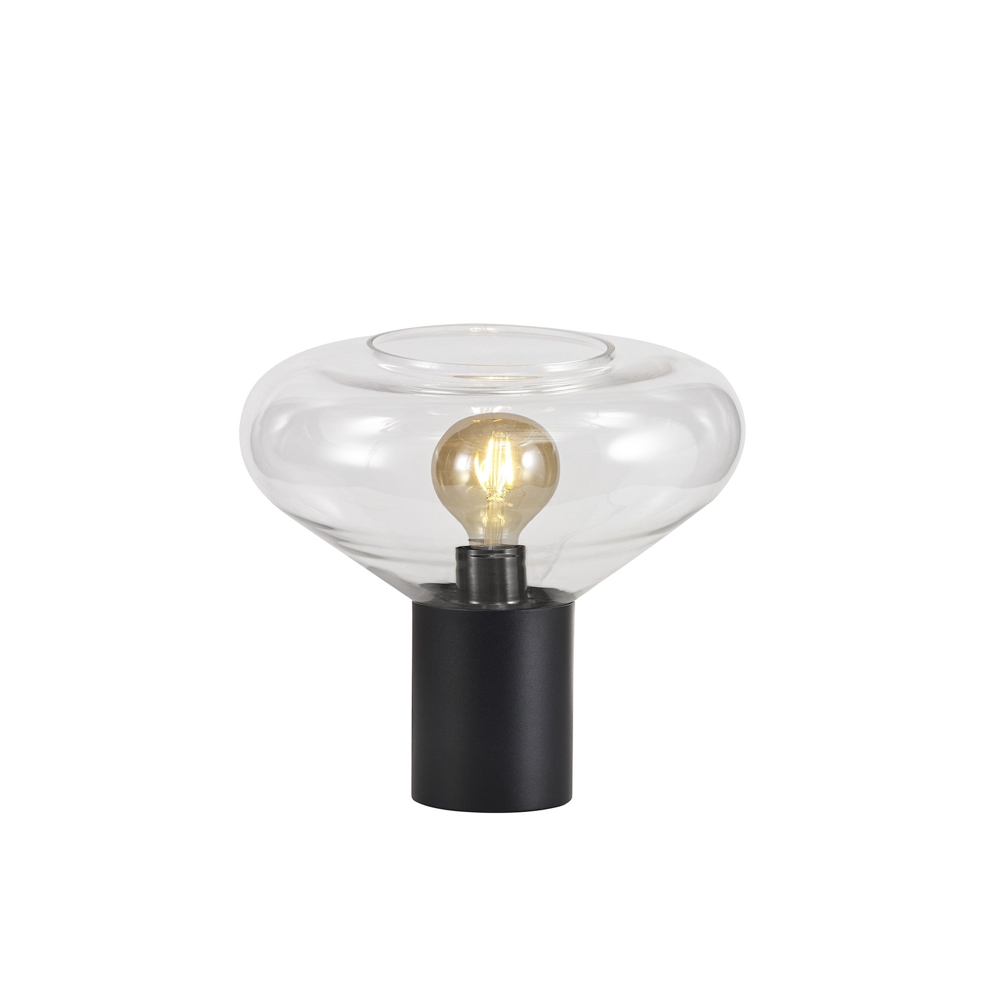 Fabula Maple Wide Table Lamp - Satin Black & Clear Glass