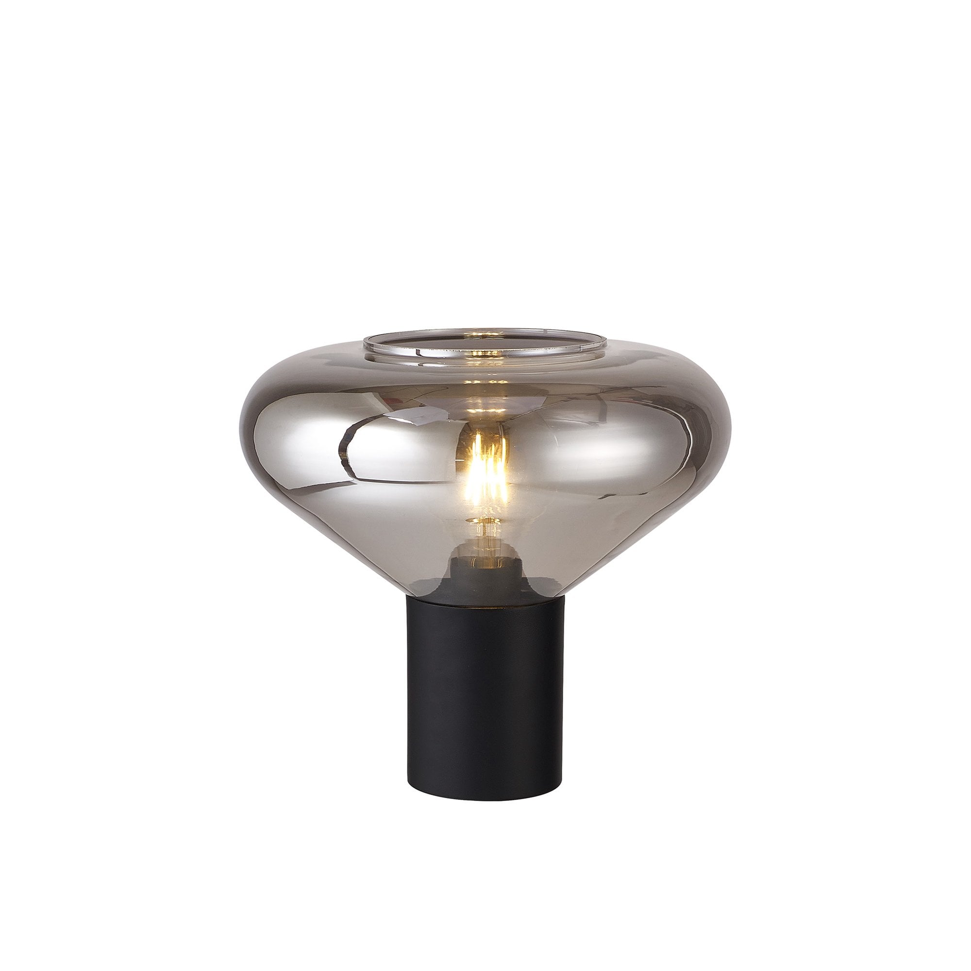 Fabula Maple Wide Table Lamp - Satin Black & Smoke Plated Glass