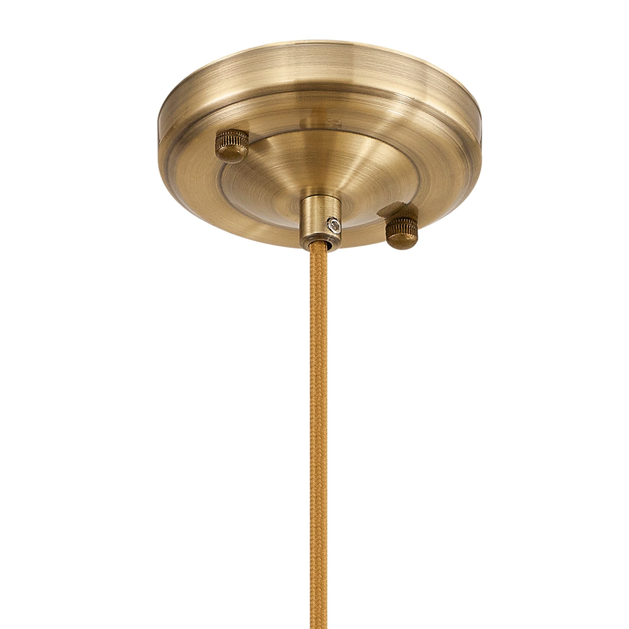 Fabula Merryhill Single Pendant - Antique Brass, Golden Brown Twisted Cable & Brown Flower Glass