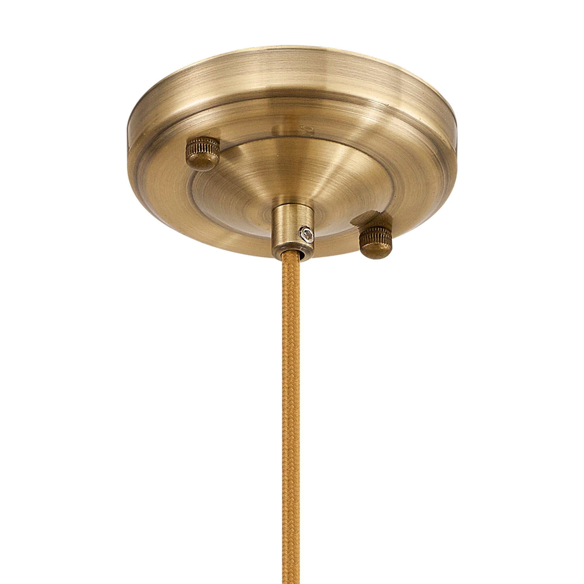 Fabula Merryhill Single Pendant - Antique Brass, Golden Brown Twisted Cable & Brown Square Glass
