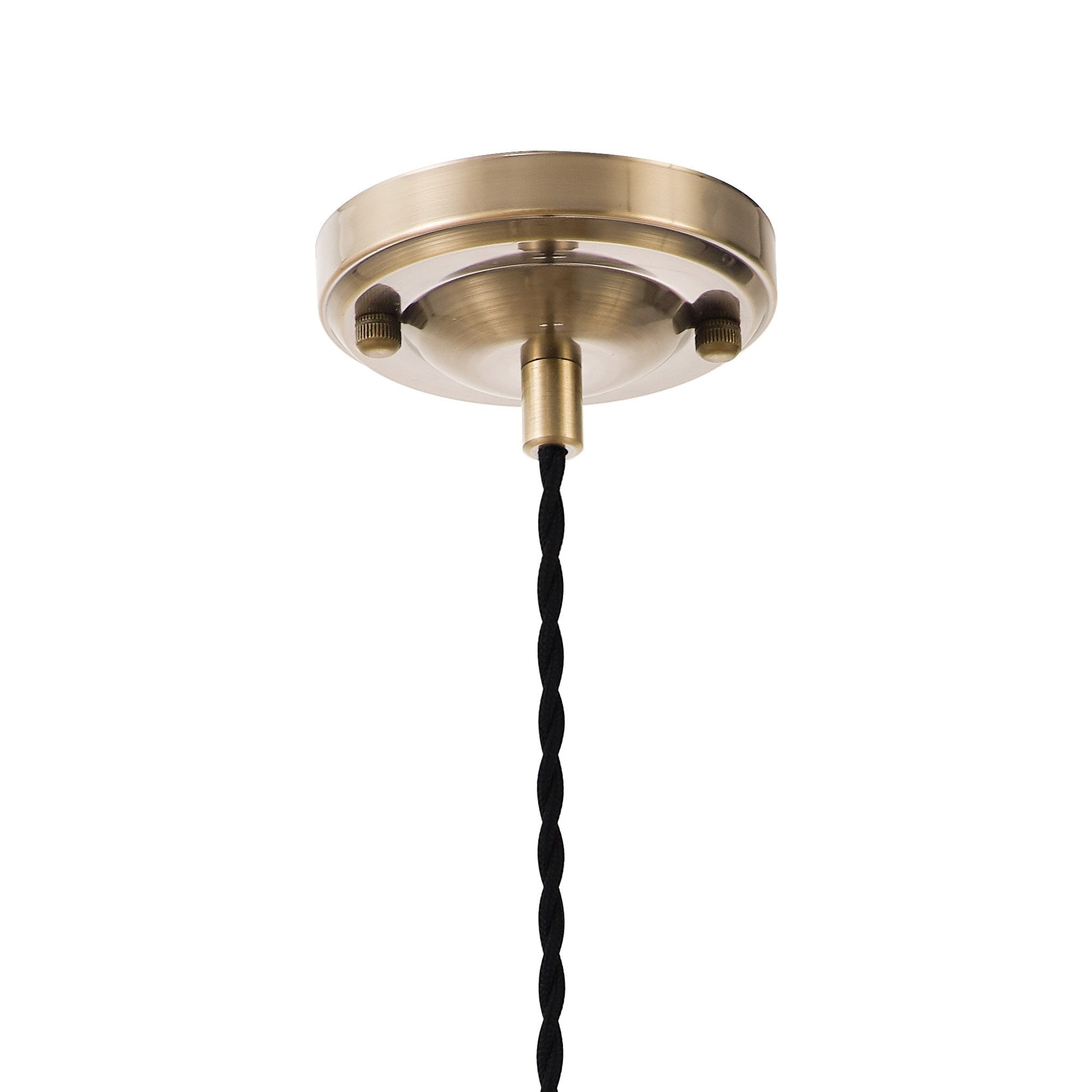 Fabula Merryhill Single Pendant Light Kit - Antique Brass & Black Twisted Cable - Frame Only