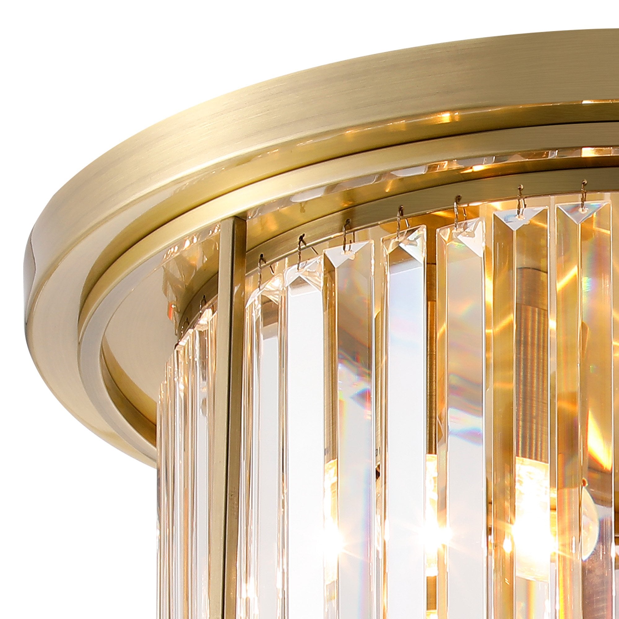 Fabula Oakhurst 4 Light Flush Light - Antique Brass & Clear Glass
