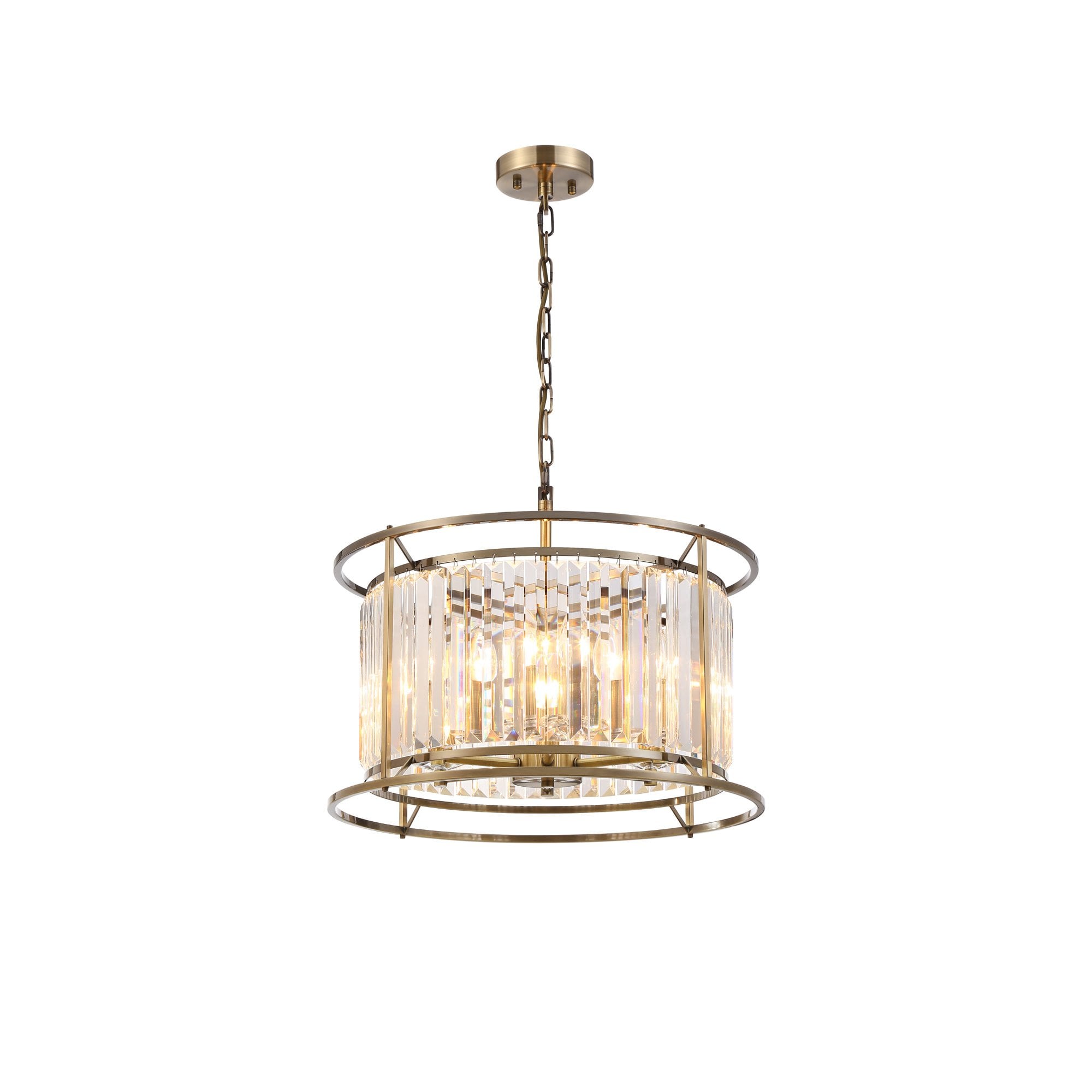 Fabula Oakhurst 6 Light Pendant/Semi-Flush Light - Antique Brass & Clear Glass