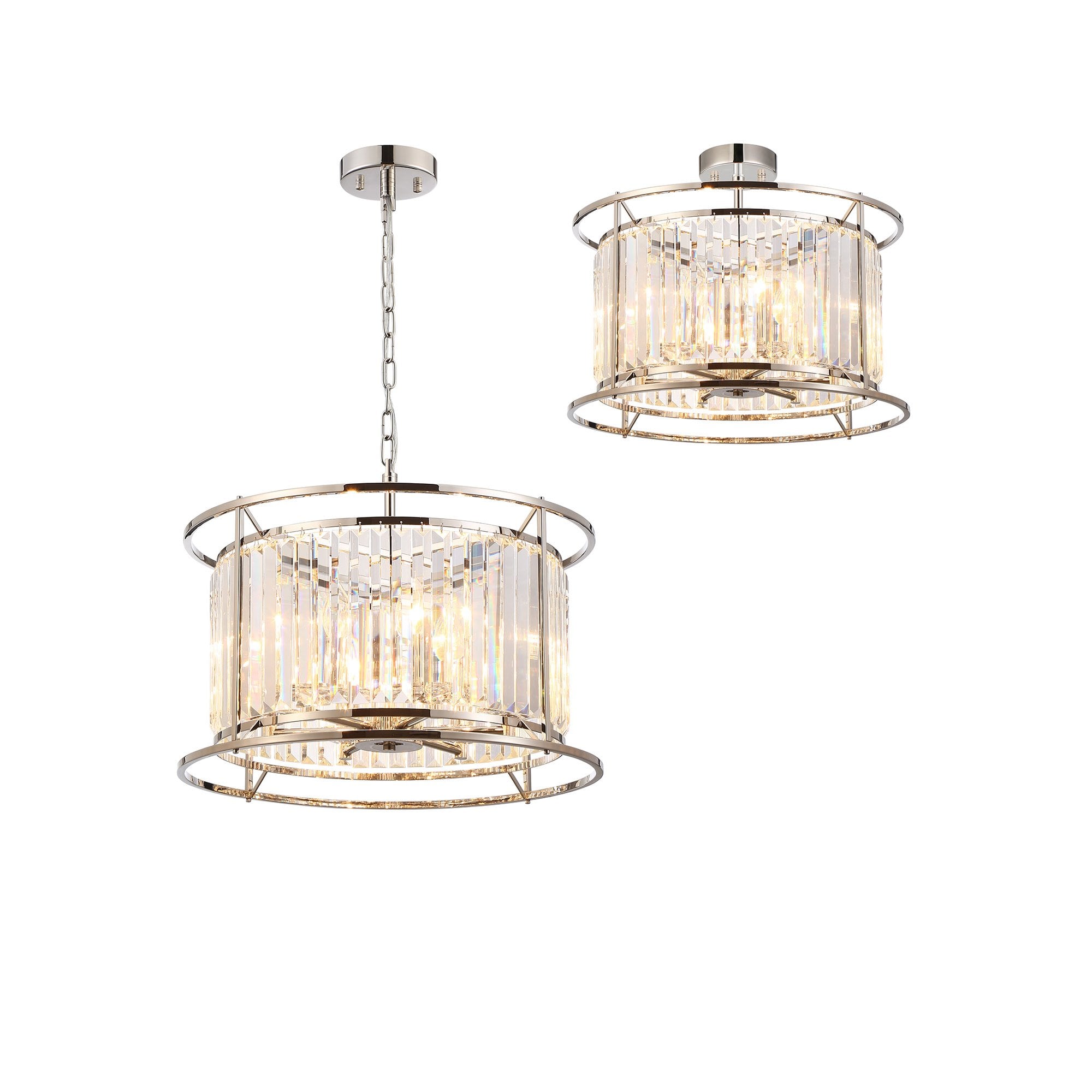 Fabula Oakhurst 6 Light Pendant/Semi-Flush Light - Polished Nickel & Clear Glass