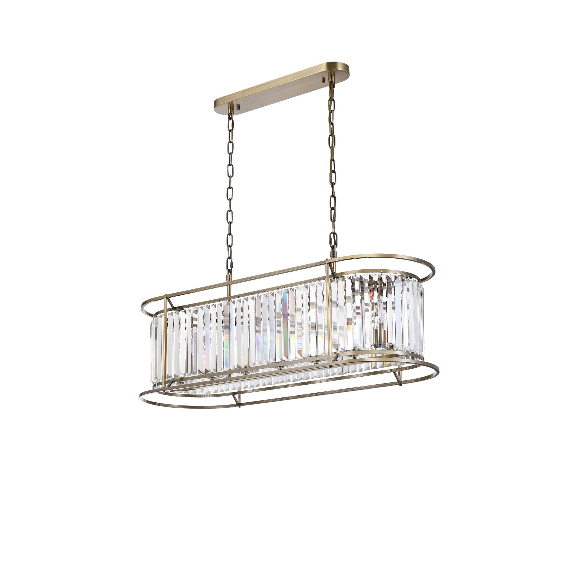 Fabula Oakhurst 7 Light Oval Pendant - Antique Brass & Clear Glass