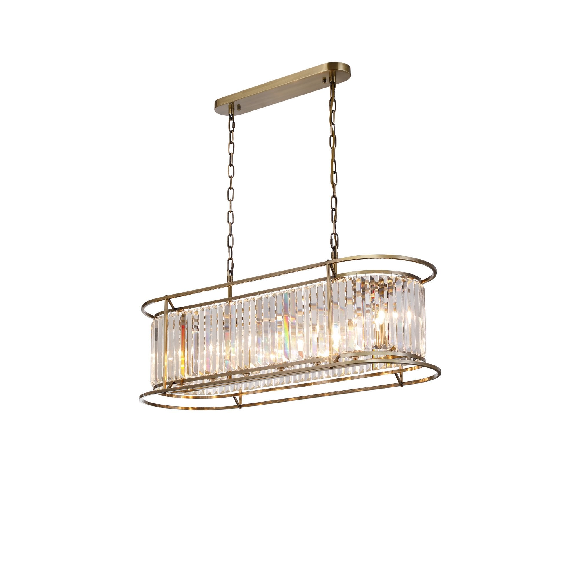 Fabula Oakhurst 7 Light Oval Pendant - Antique Brass & Clear Glass