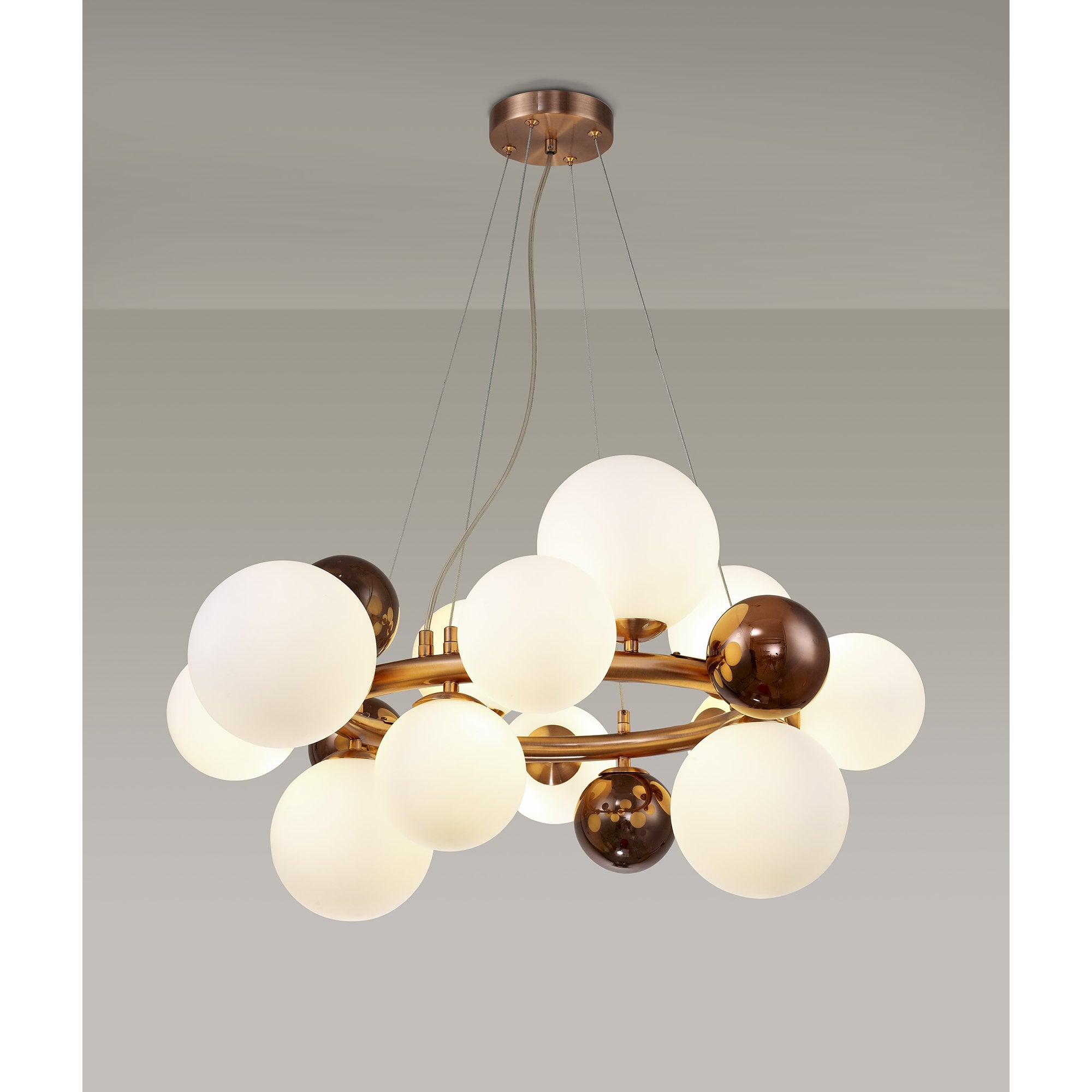 Fabula Roding 12 Light Circular Pendant - Copper, Opal & Copper Glass