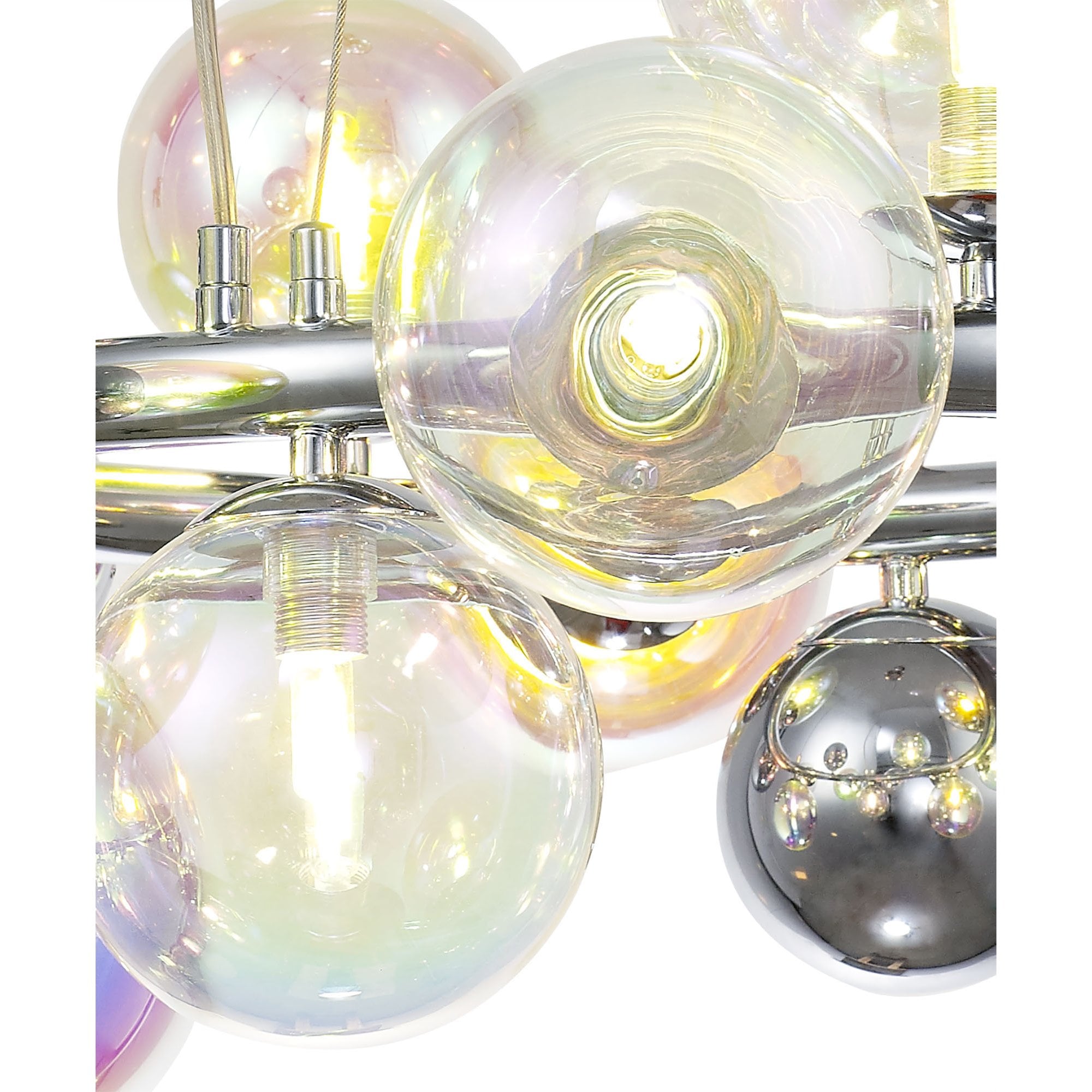 Fabula Roding 12 Light Circular Pendant - Polished Chrome & Iridescent Glass