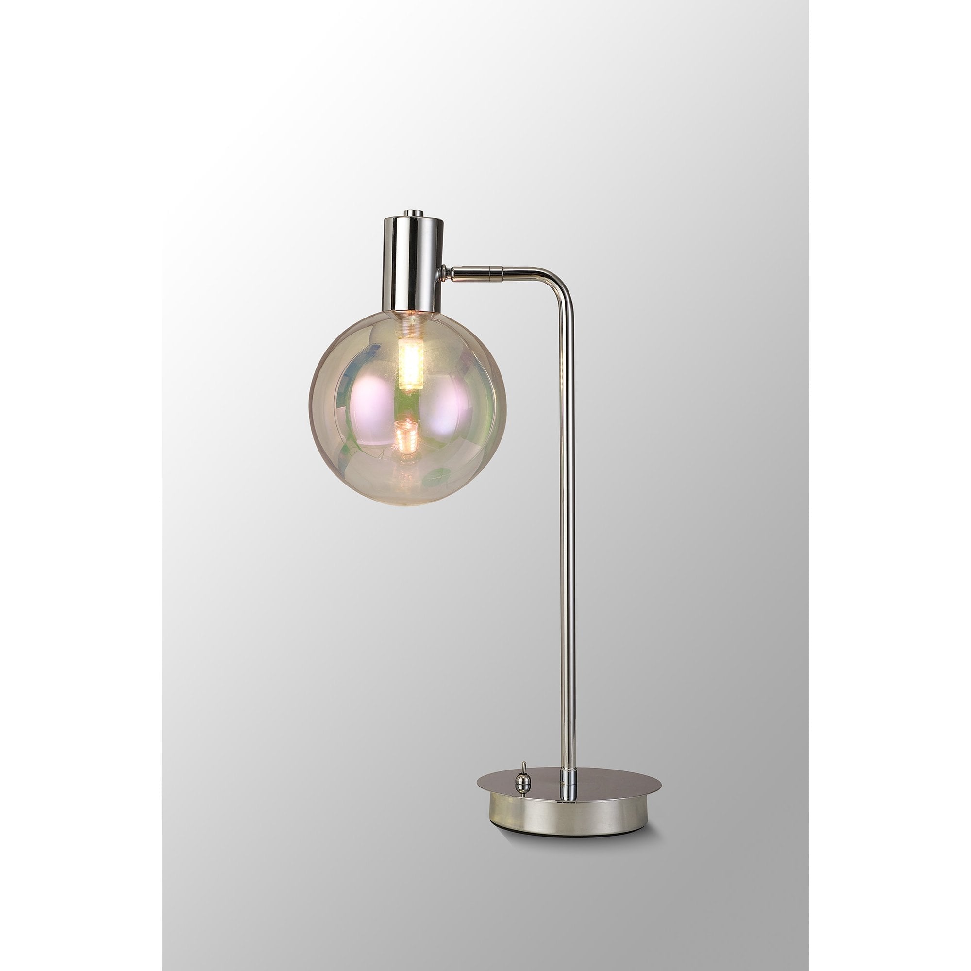 Fabula Roding Single Adjustable Table Lamp - Polished Chrome & Iridescent Glass