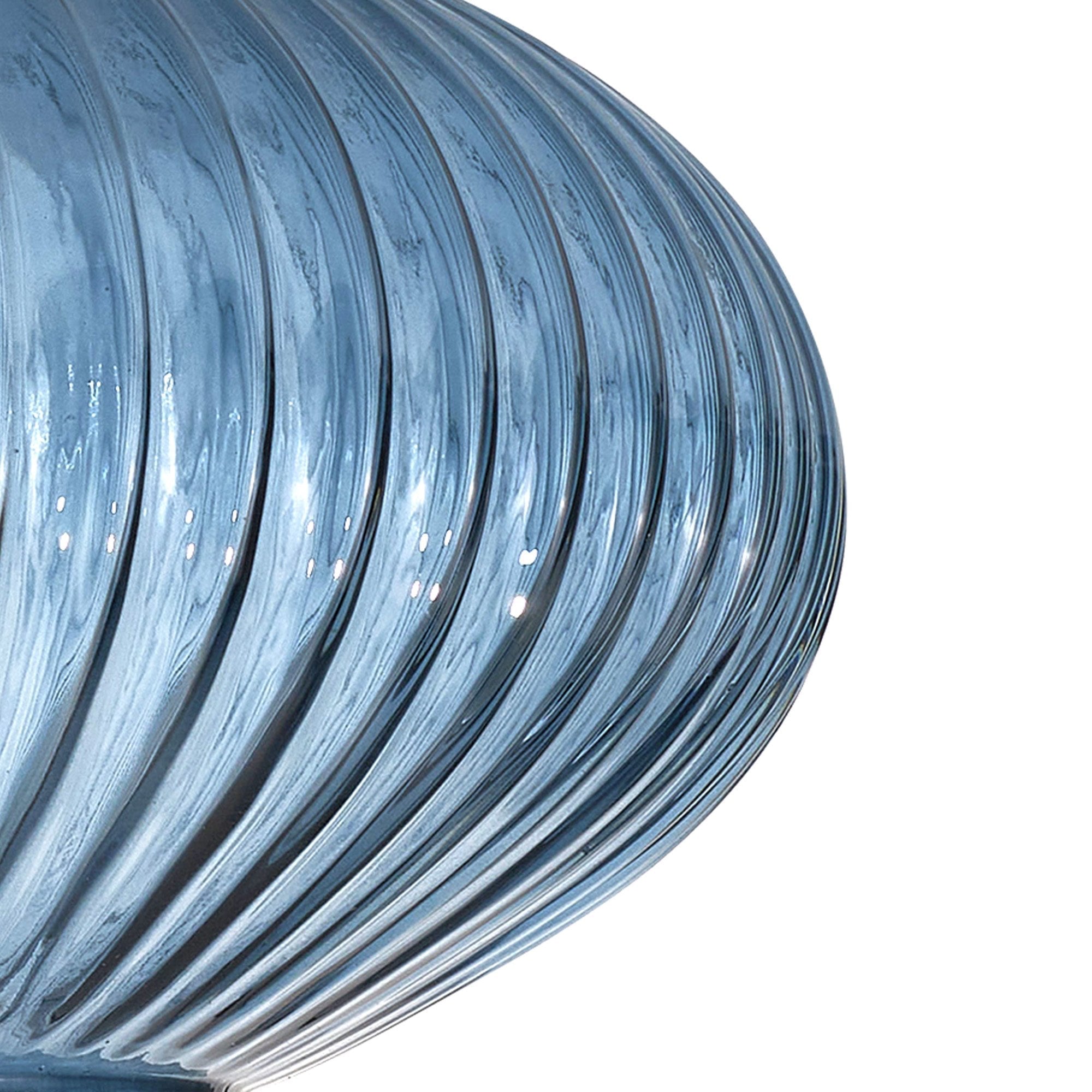 Fabula Springfield 20cm Oval Sphere Ribbed Shade - Petrol Blue Glass - Shade Only