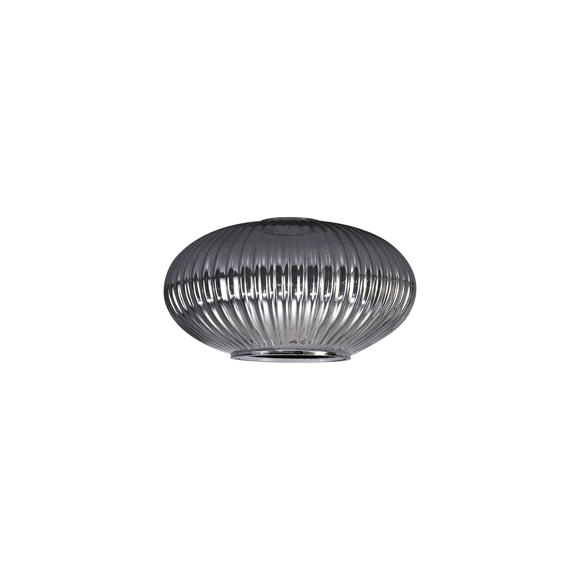 Fabula Springfield 20cm Oval Sphere Ribbed Shade - Smoked Glass - Shade Only