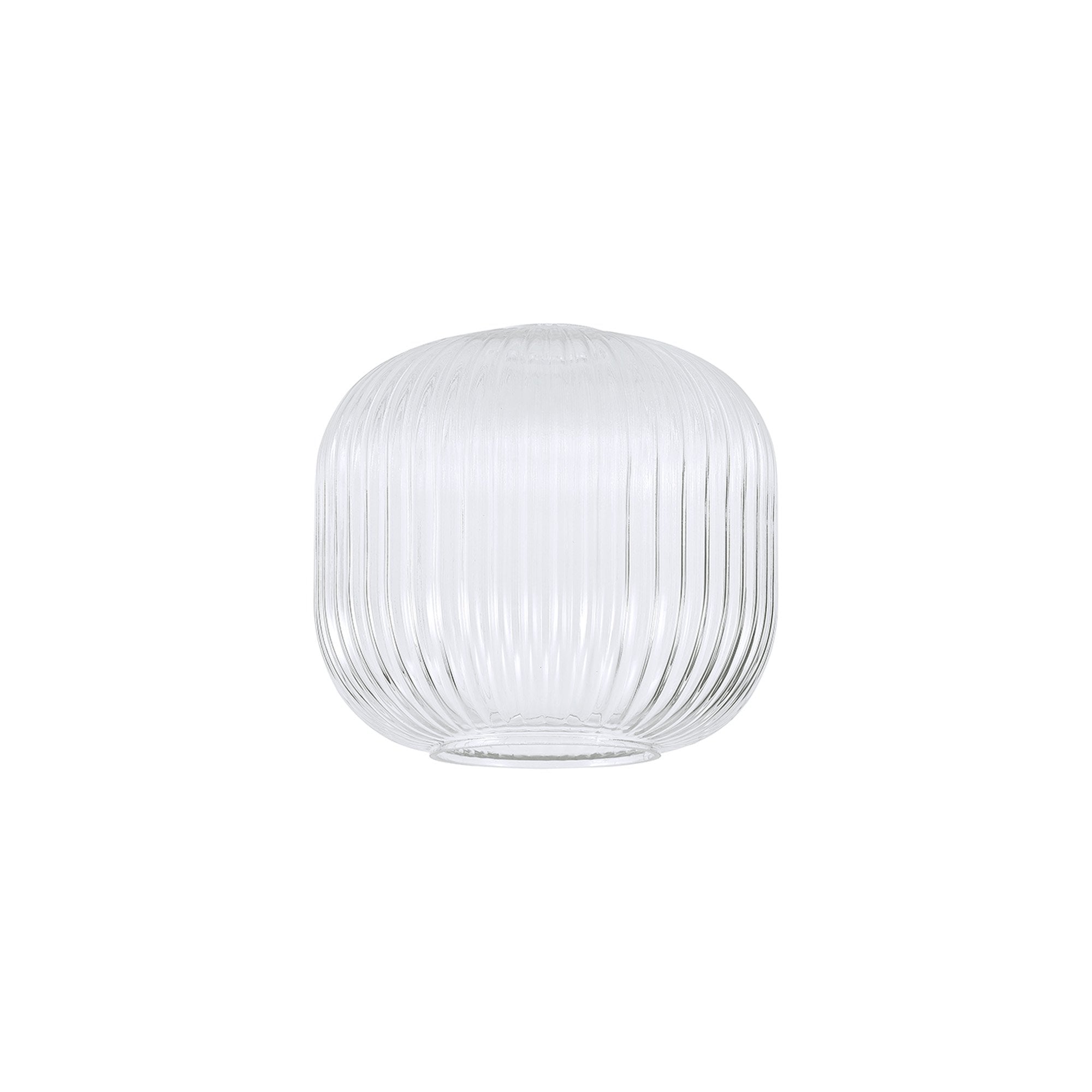 Fabula Springfield 20cm Pumpkin Shaped Ribbed Shade - Clear Glass - Shade Only