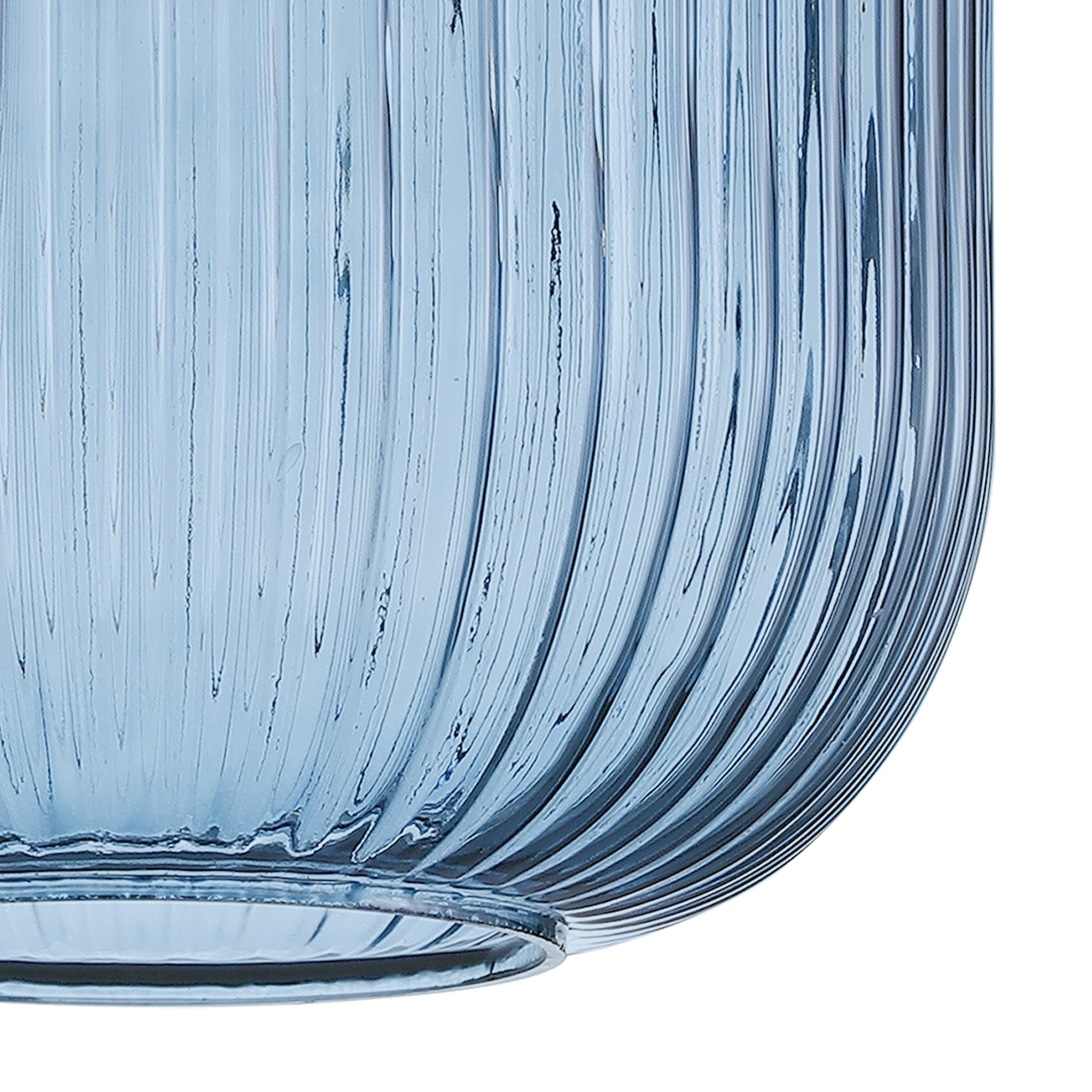 Fabula Springfield 20cm Pumpkin Shaped Ribbed Shade - Petrol Blue Glass - Shade Only