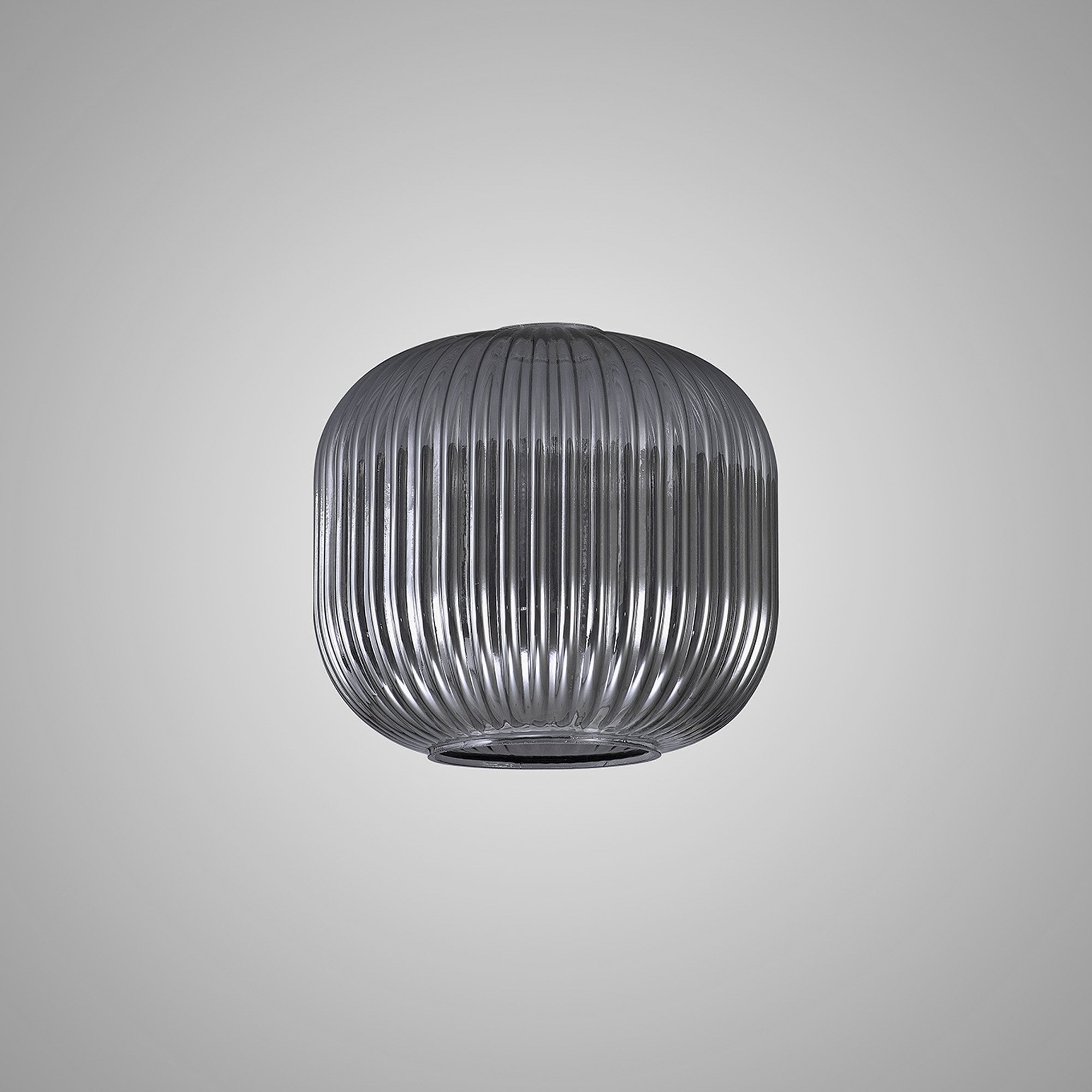 Fabula Springfield 20cm Pumpkin Shaped Ribbed Shade - Smoked Glass - Shade Only