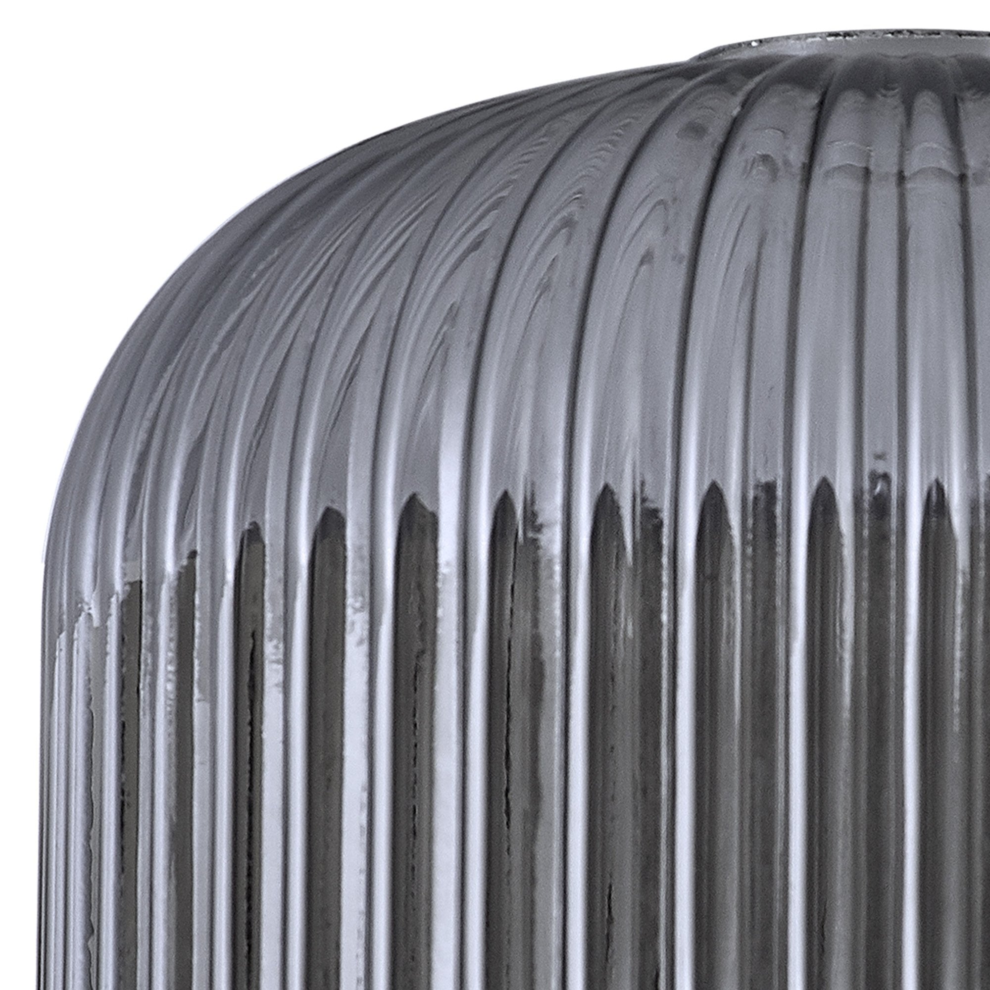 Fabula Springfield 20cm Pumpkin Shaped Ribbed Shade - Smoked Glass - Shade Only