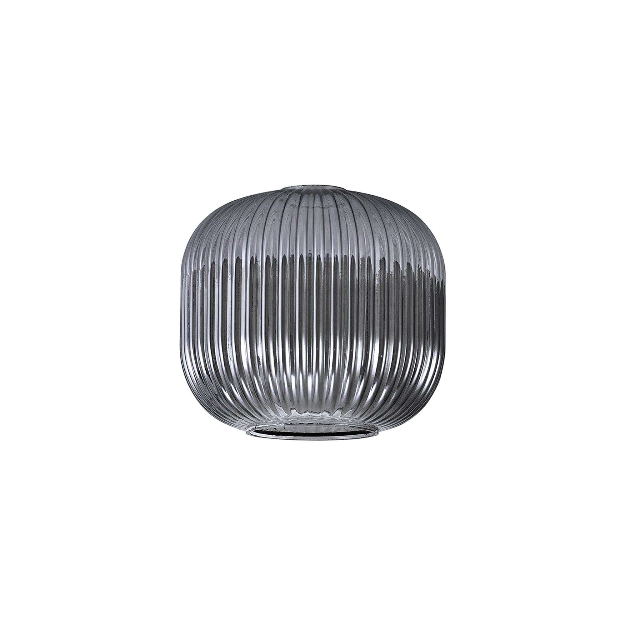 Fabula Springfield 20cm Pumpkin Shaped Ribbed Shade - Smoked Glass - Shade Only