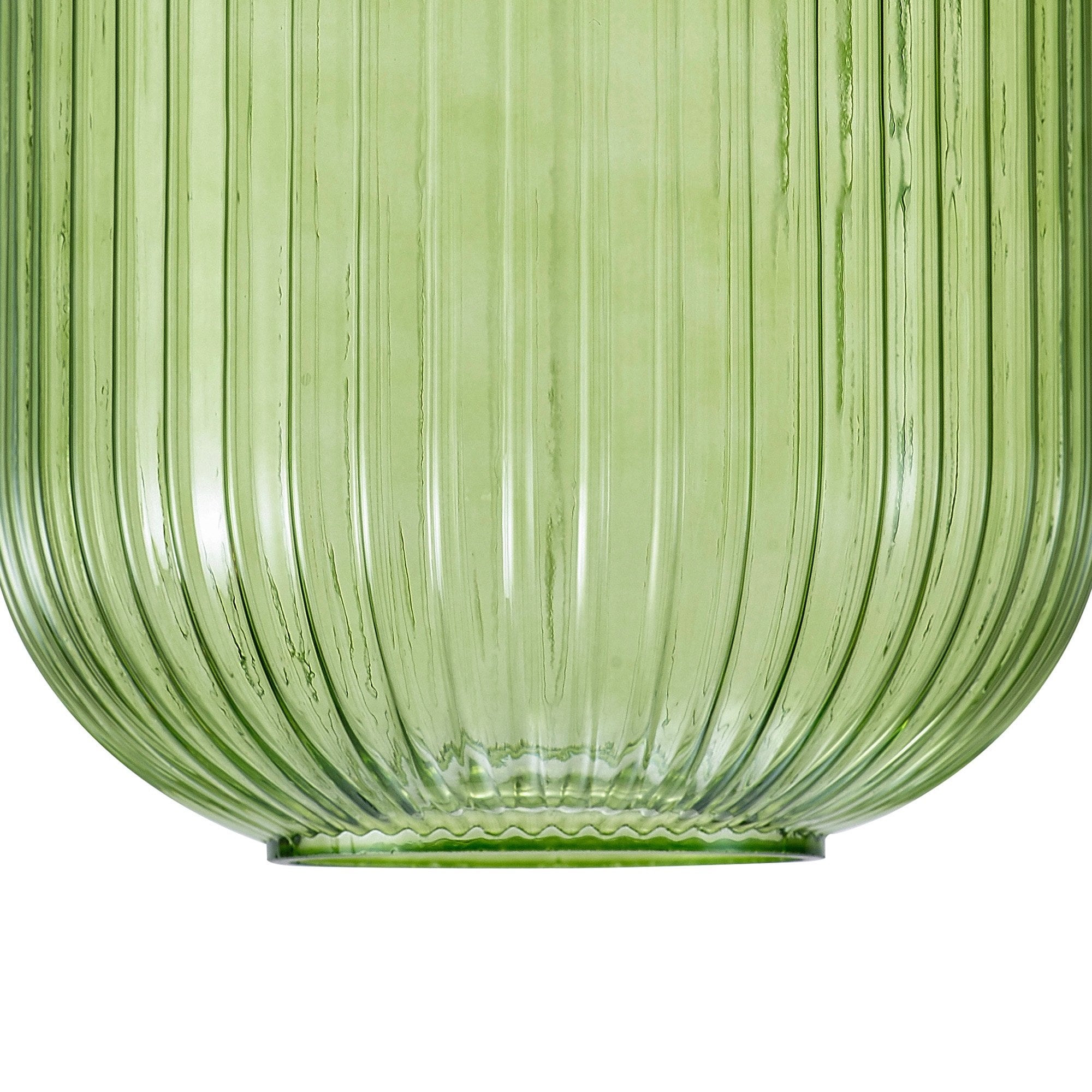Fabula Springfield 20cm Tubular Ribbed Shade - Green Glass - Shade Only