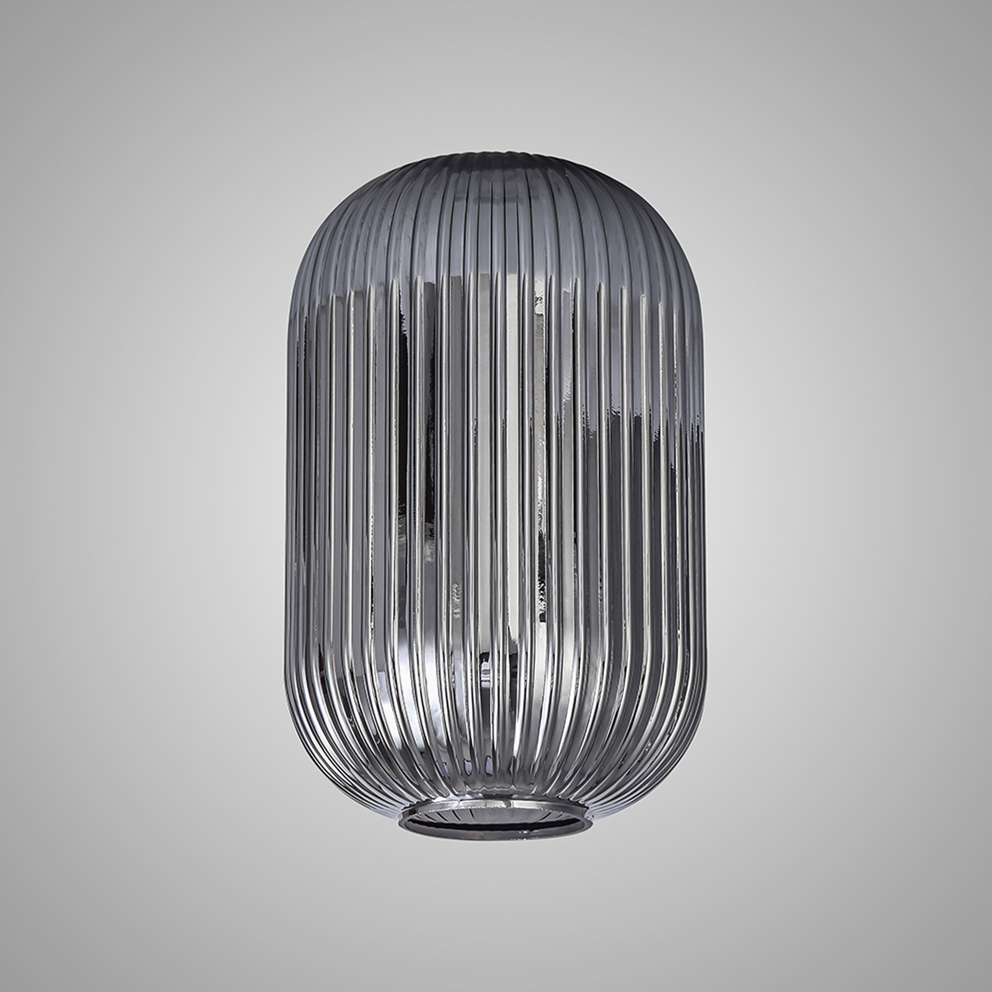 Fabula Springfield 20cm Tubular Ribbed Shade - Smoked Glass - Shade Only