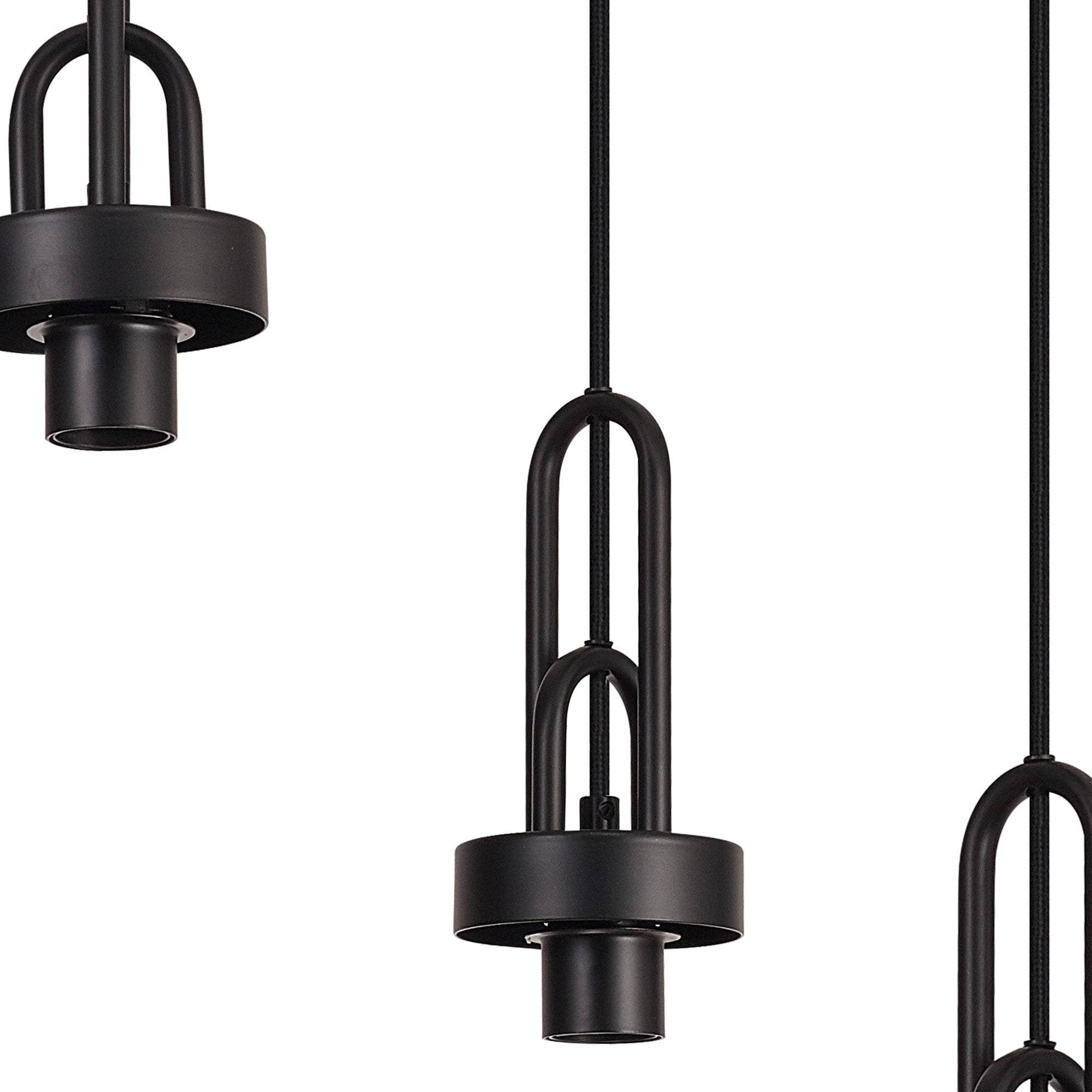 Fabula Springfield 3 Light Round Suspension Kit - Matt Black - Frame Only