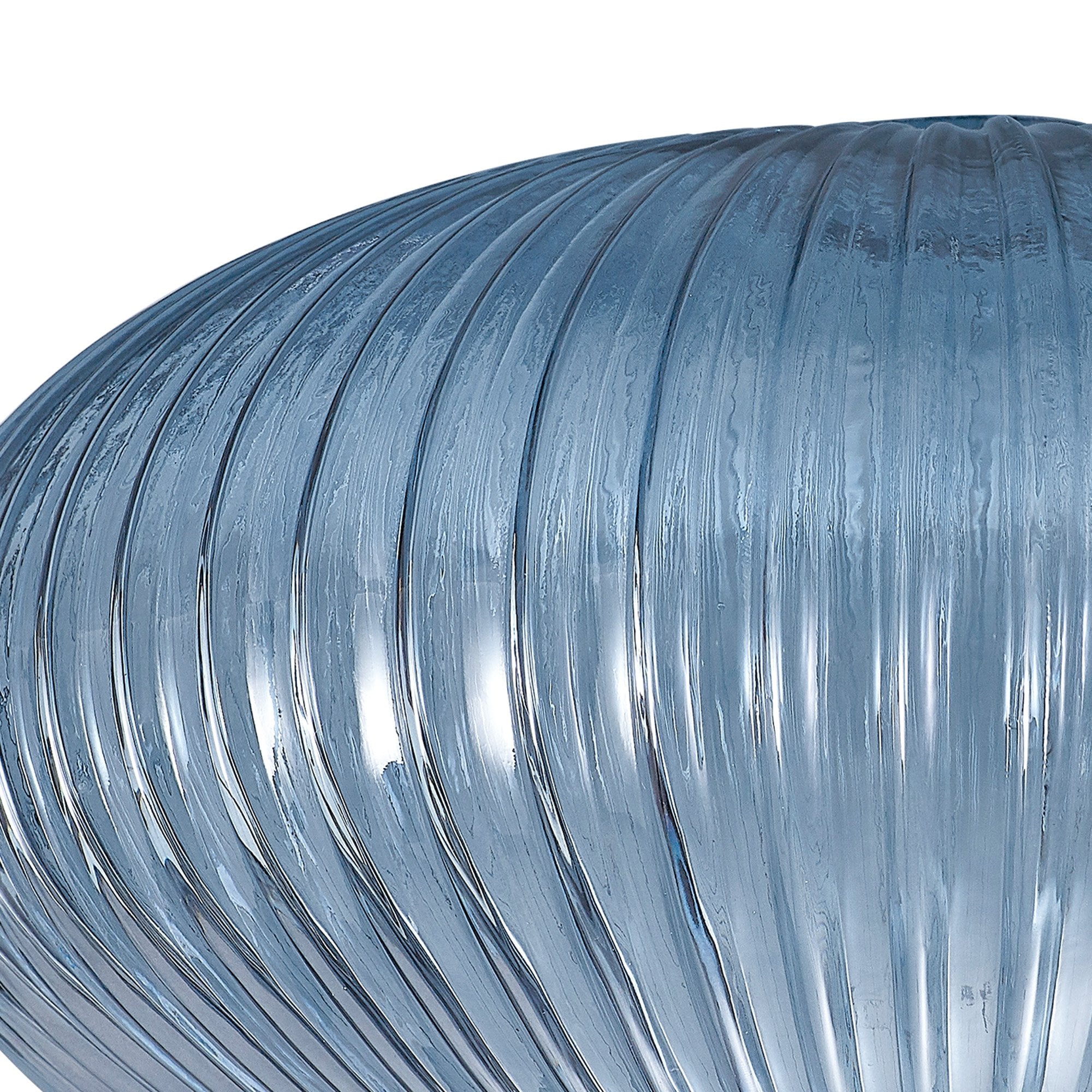 Fabula Springfield 30cm Oval Sphere Ribbed Shade - Petrol Blue Glass - Shade Only