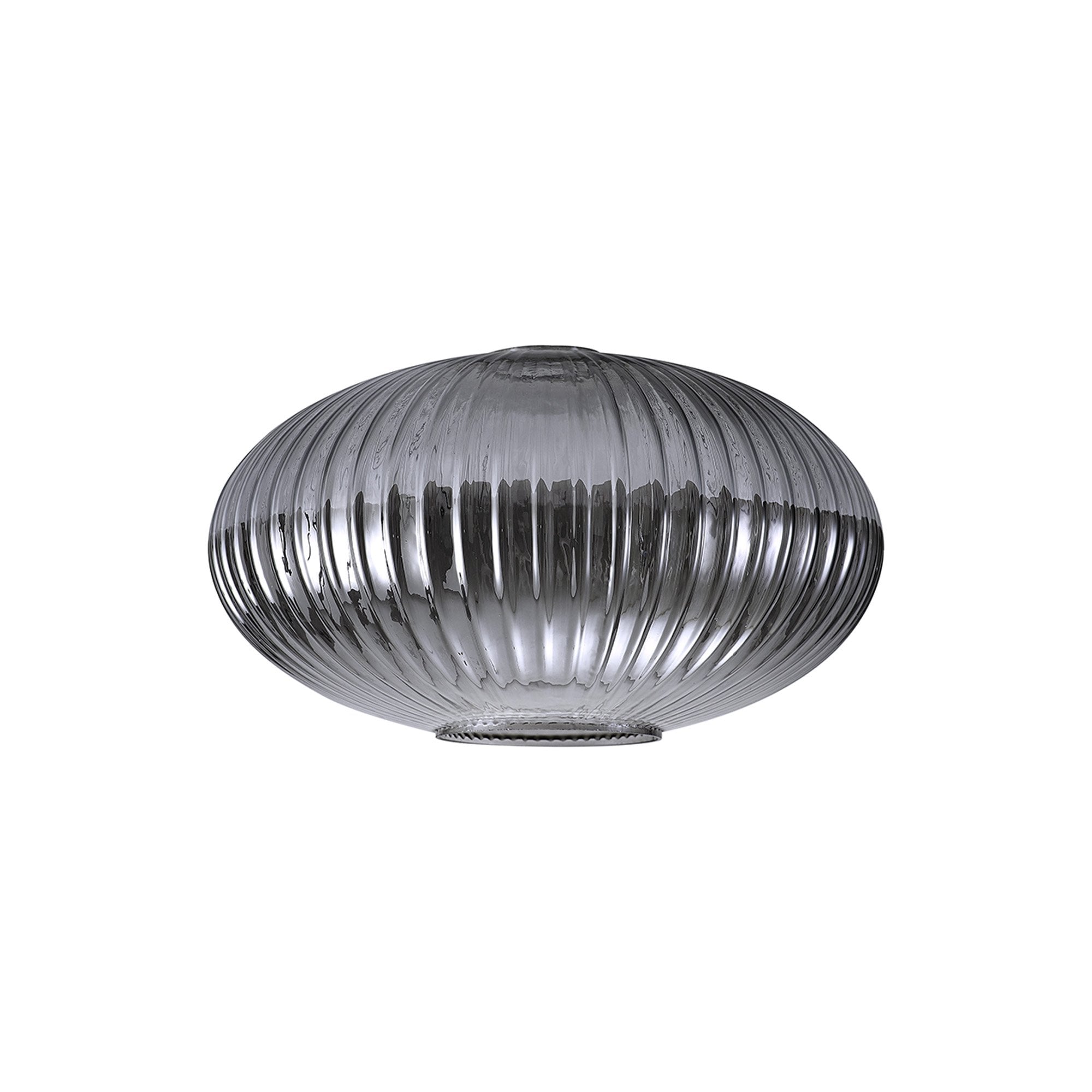 Fabula Springfield 30cm Oval Sphere Ribbed Shade - Smoked Glass - Shade Only