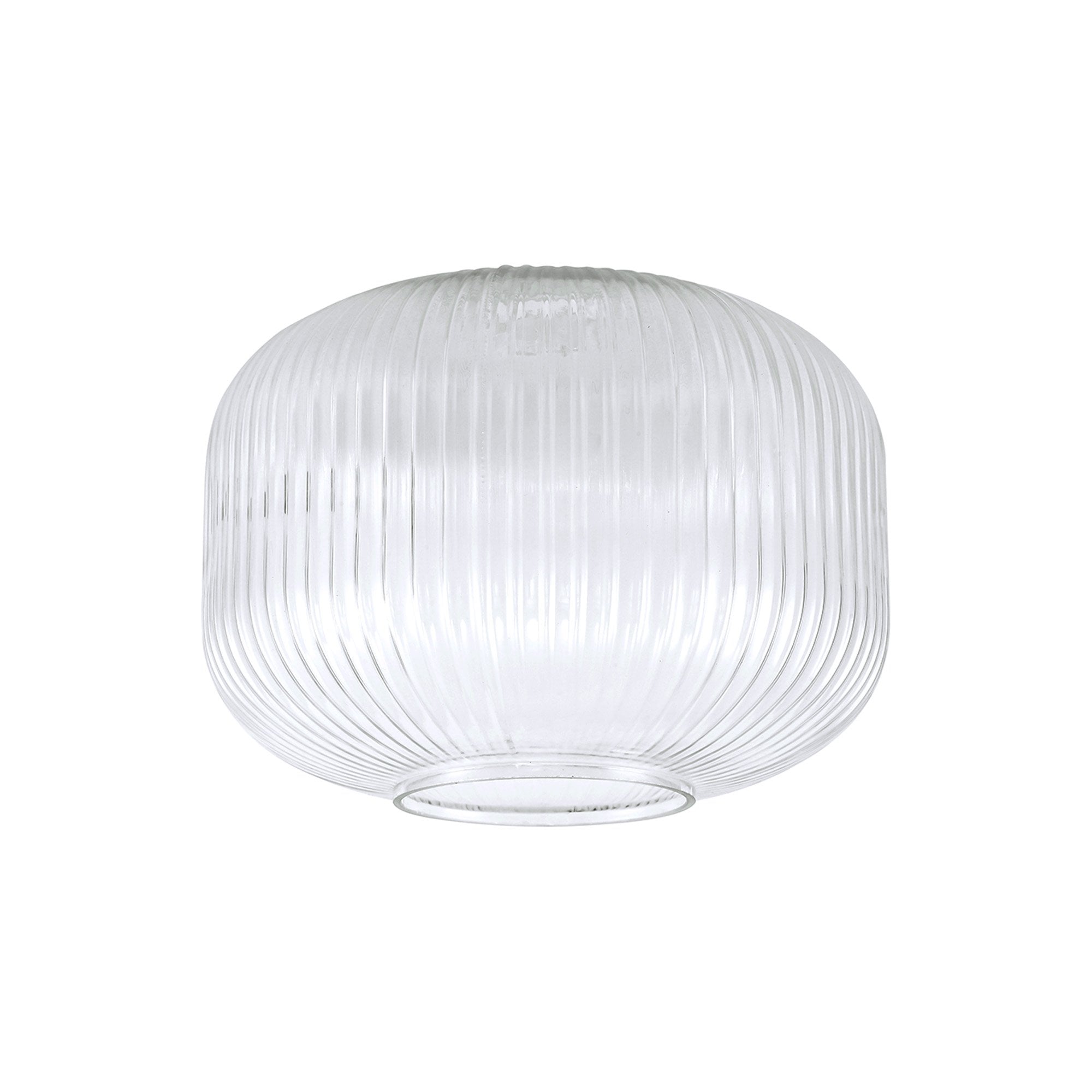 Fabula Springfield 30cm Pumpkin Shaped Ribbed Shade - Clear Glass - Shade Only