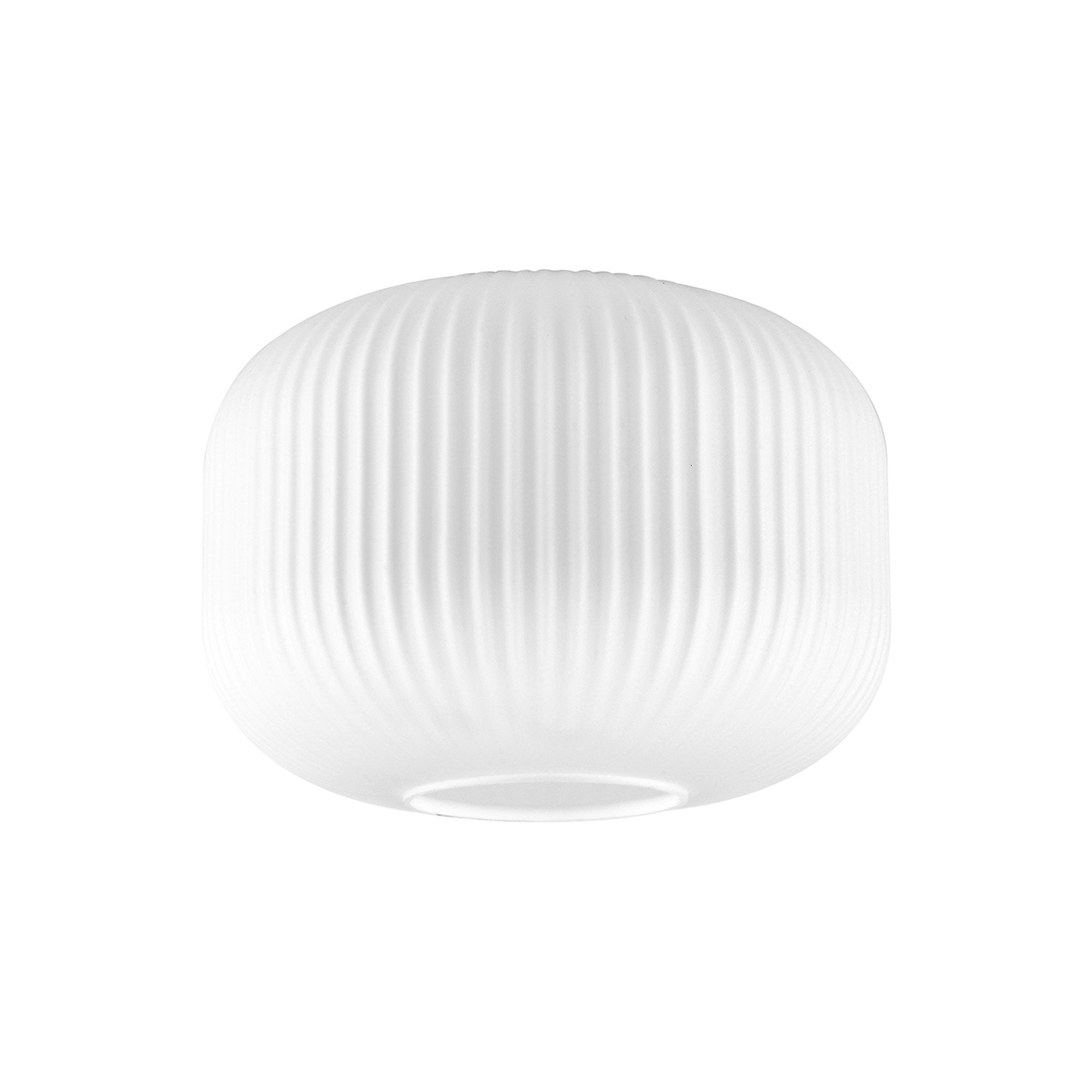 Fabula Springfield 30cm Pumpkin Shaped Ribbed Shade - Opal Glass - Shade Only