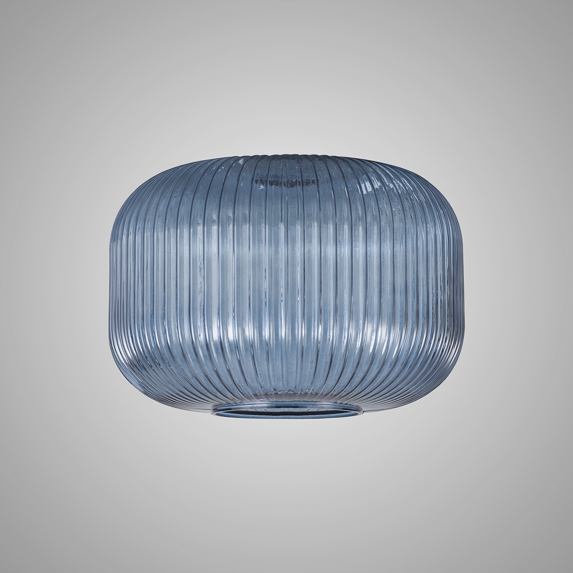 Fabula Springfield 30cm Pumpkin Shaped Ribbed Shade - Petrol Blue Glass - Shade Only