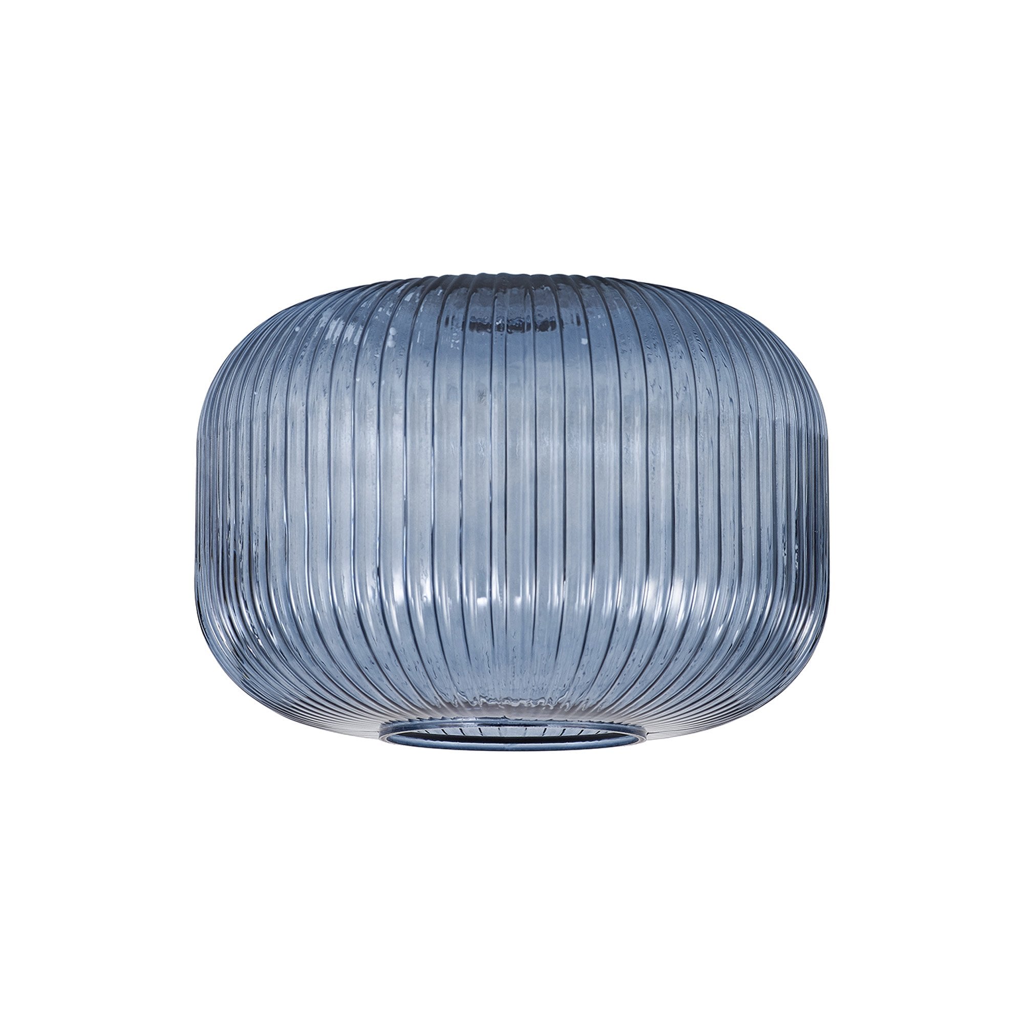 Fabula Springfield 30cm Pumpkin Shaped Ribbed Shade - Petrol Blue Glass - Shade Only