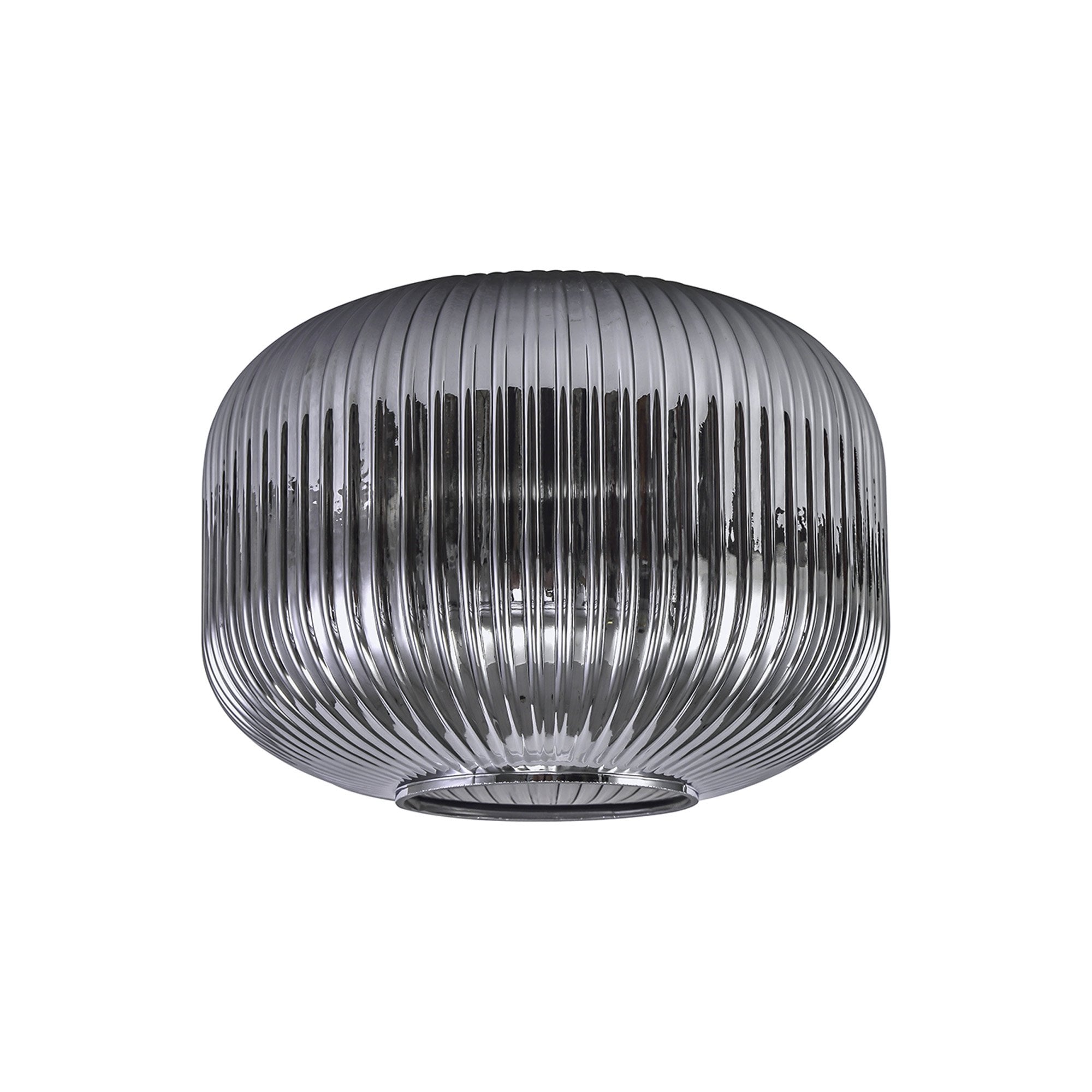 Fabula Springfield 30cm Pumpkin Shaped Ribbed Shade - Smoked Glass - Shade Only
