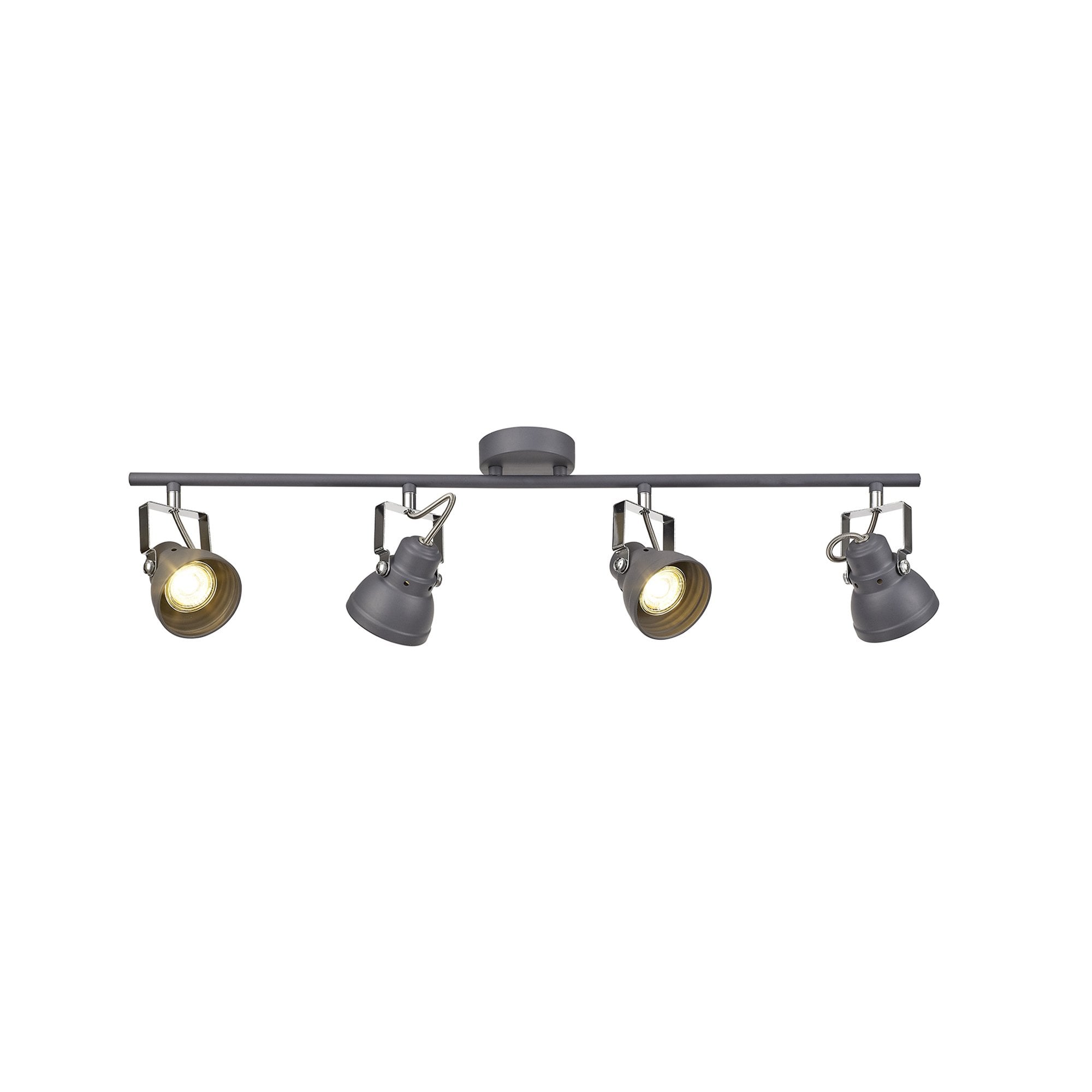 Fabula Thistle 4 Light Adjustable Linear Bar Spotlight - Matt Grey & Polished Chrome