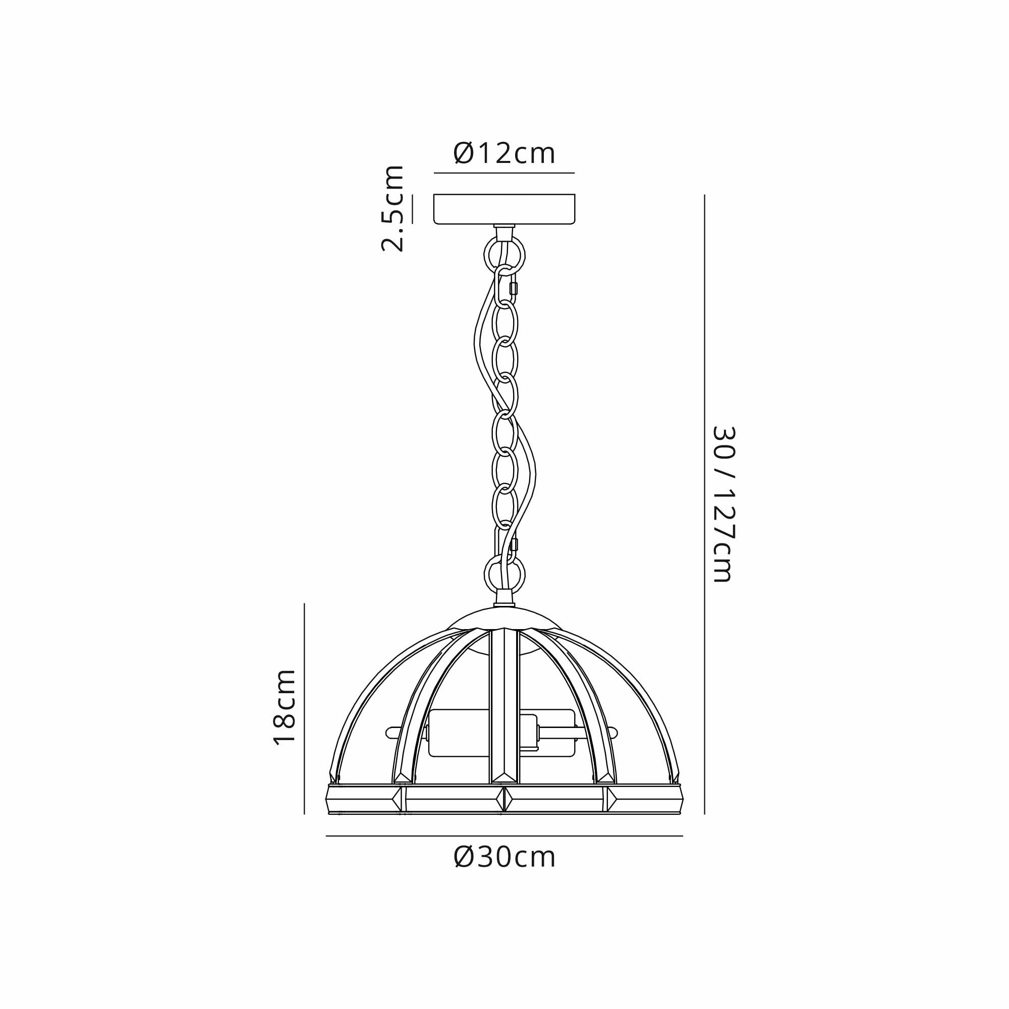 Fabula Woodford Small 2 Light Dome Pendant - Polished Nickel