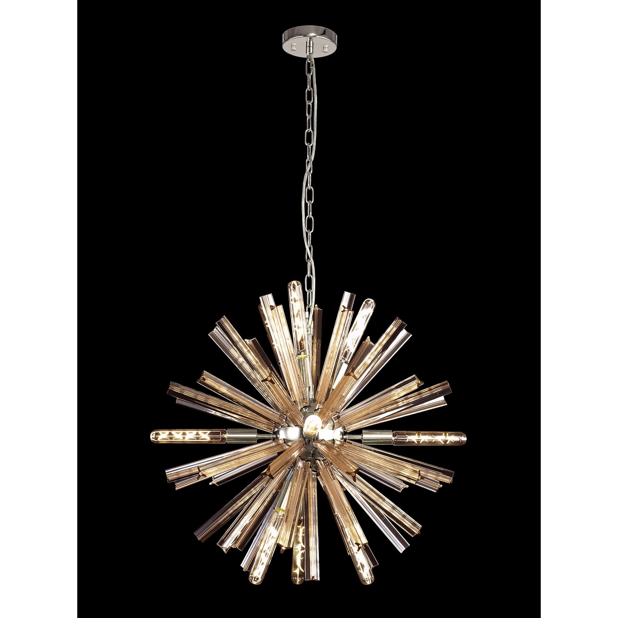 Fabula Wordworth 10 Light Round Pendant - Polished Nickel & Champagne Gold Glass