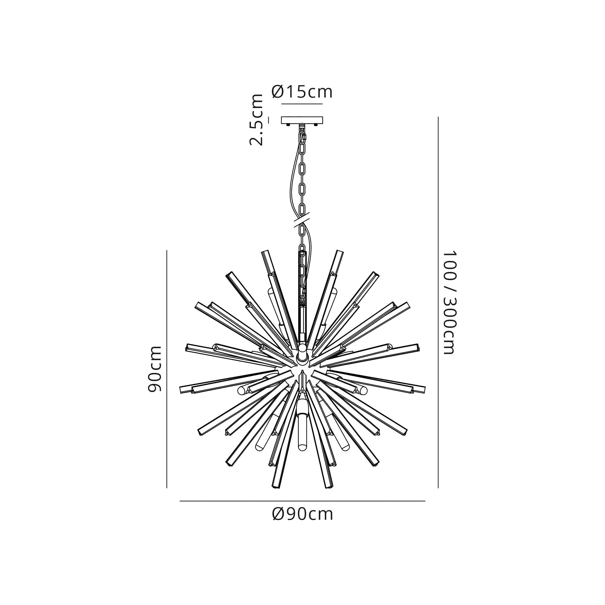 Fabula Wordworth 16 Light Round Pendant - Polished Nickel & Clear Glass