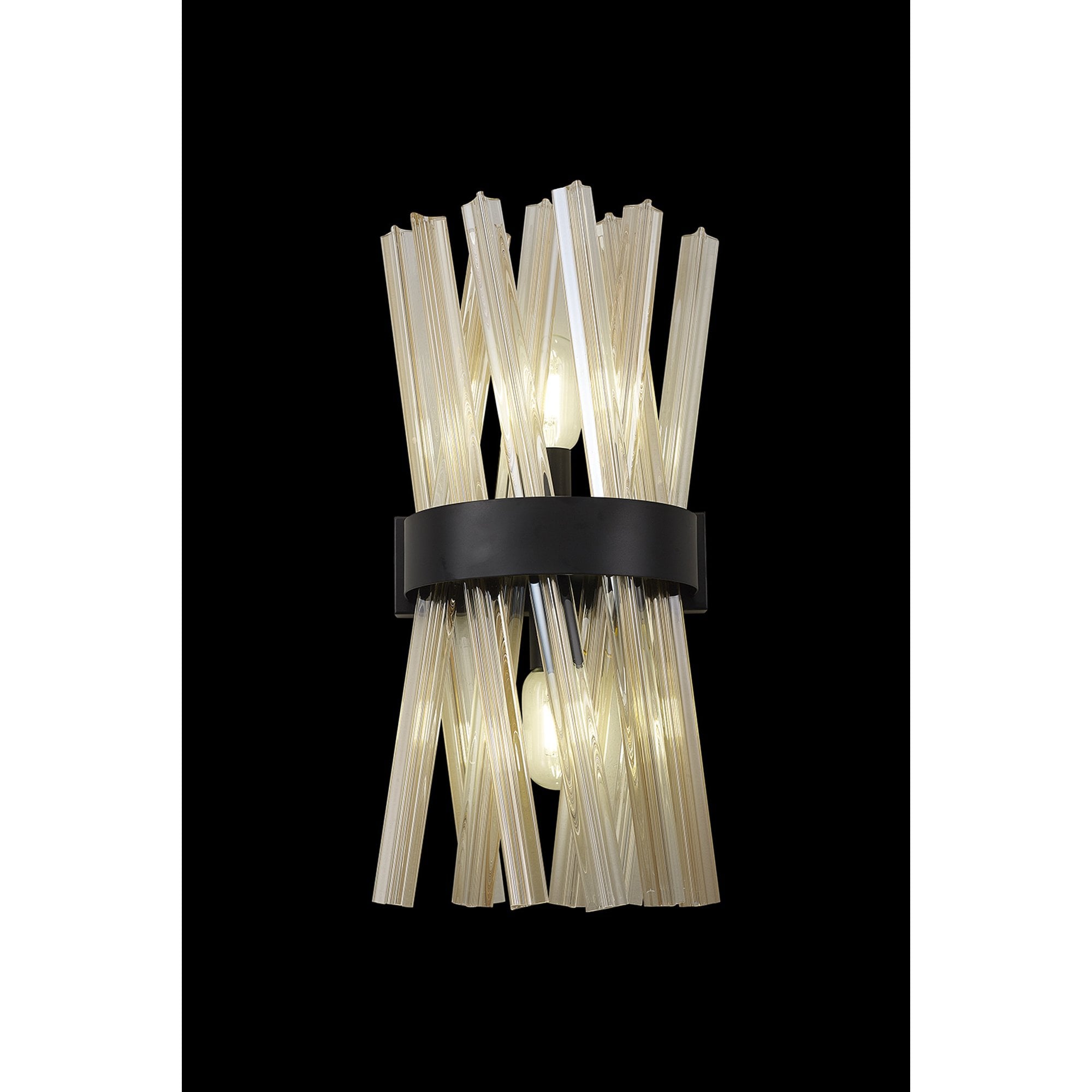 Fabula Wordworth 2 Light Wall Light - Matt Black & Champagne Glass