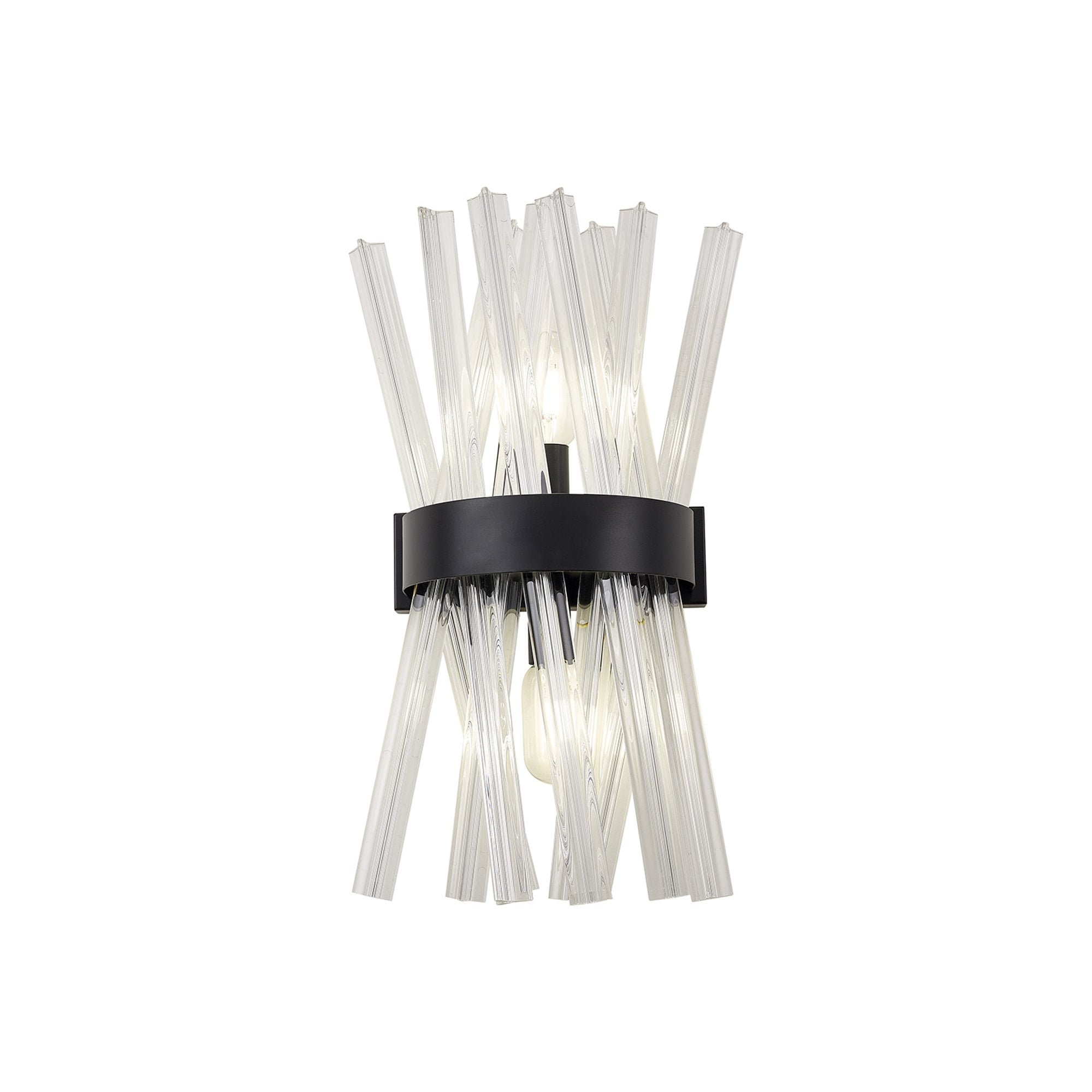 Fabula Wordworth 2 Light Wall Light - Matt Black & Clear Glass