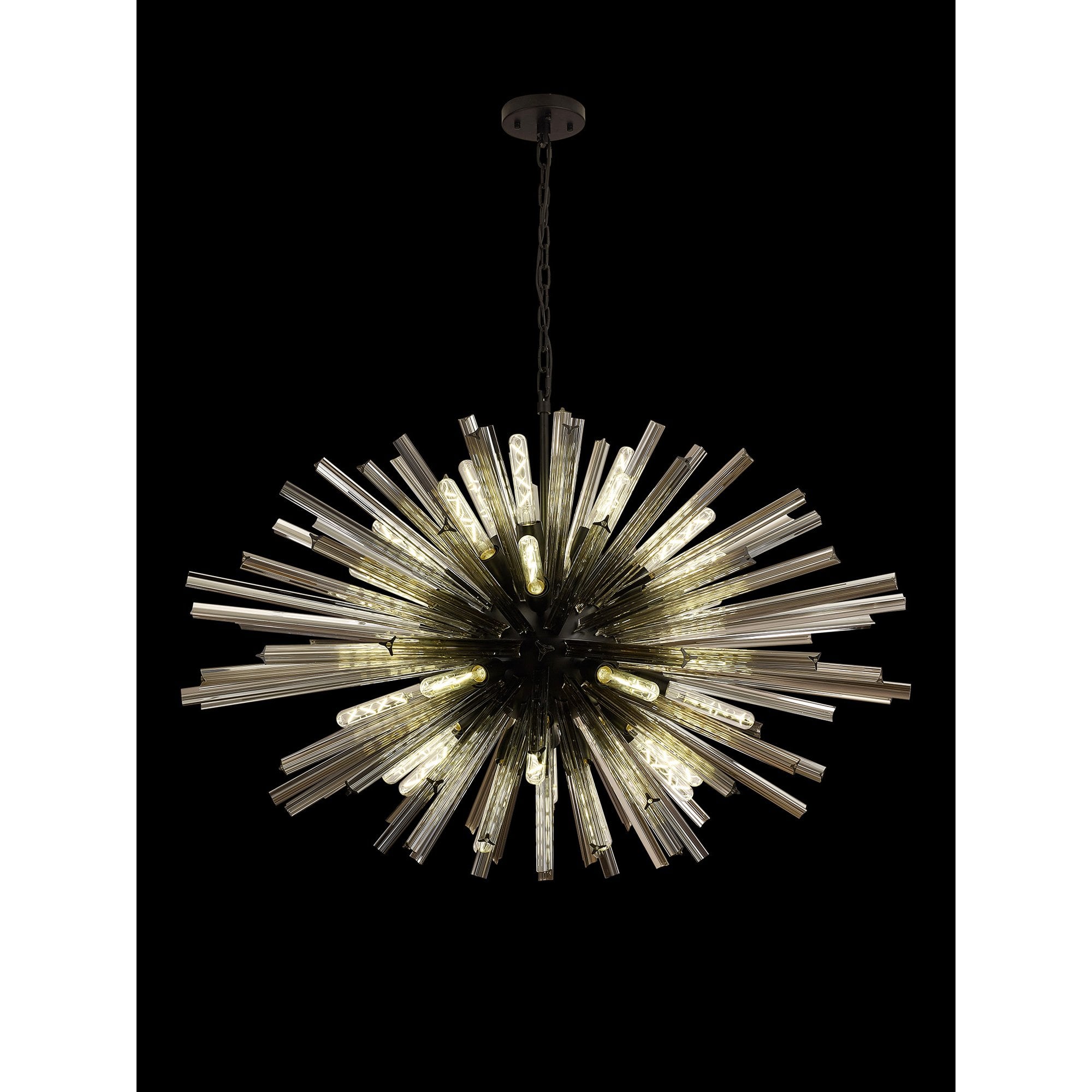 Fabula Wordworth 32 Light Oval Pendant - Matt Black & Smoke Glass