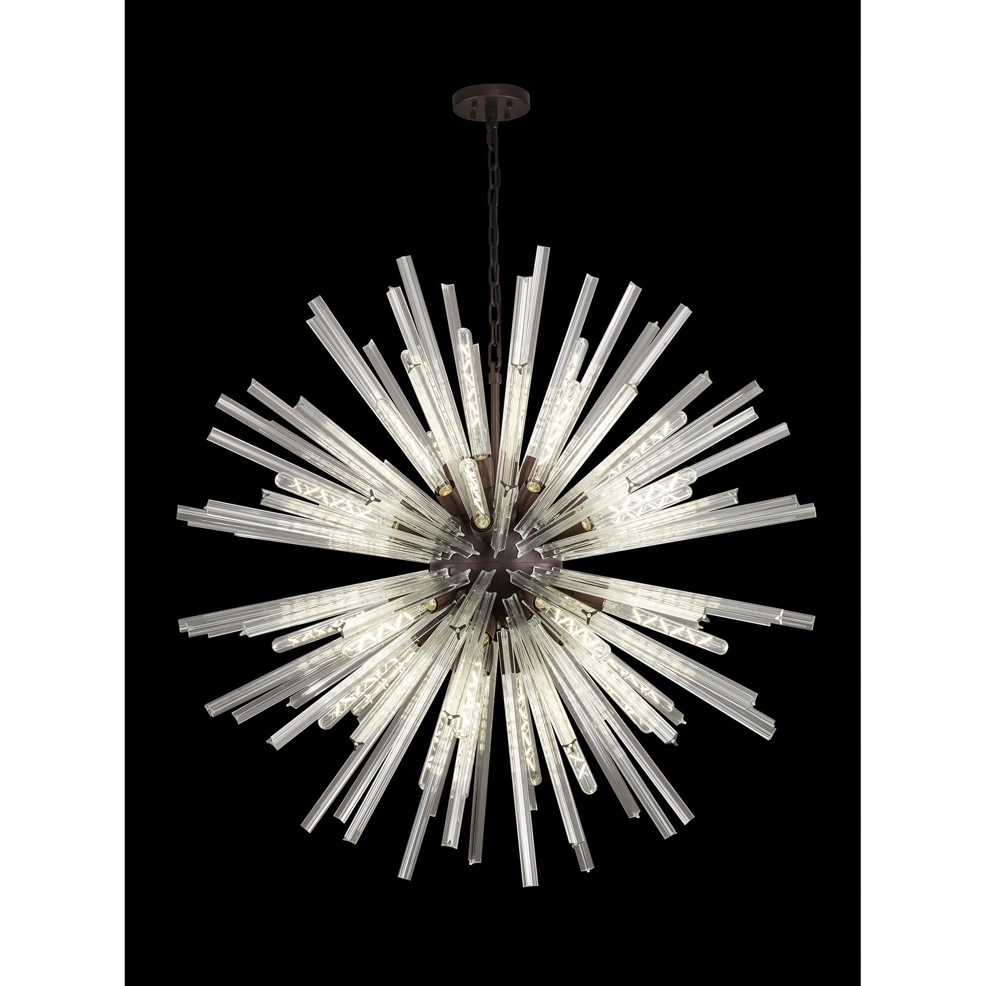 Fabula Wordworth 32 Light Round Pendant - Brown Oxide & Clear Glass