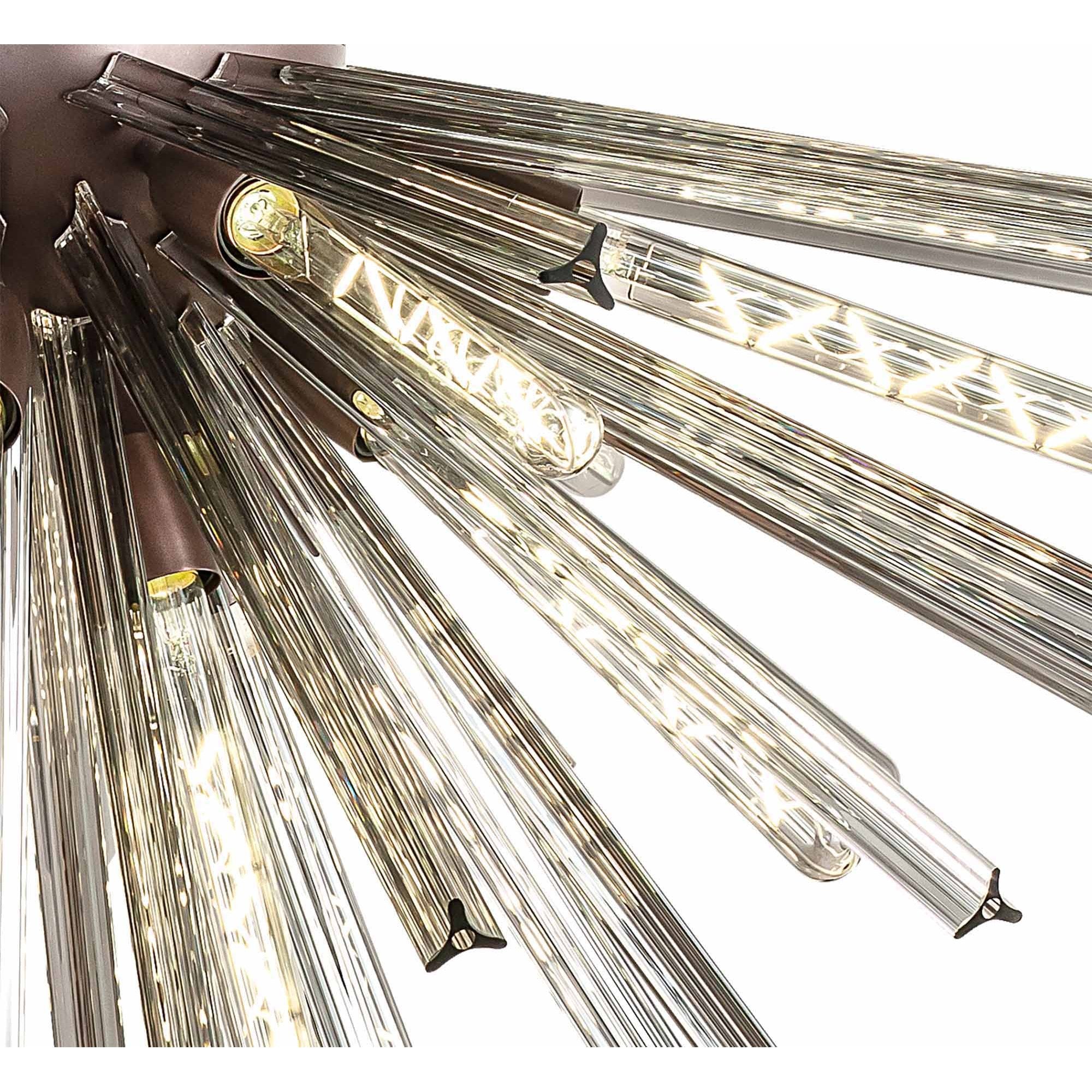 Fabula Wordworth 32 Light Round Pendant - Brown Oxide & Smoke Glass