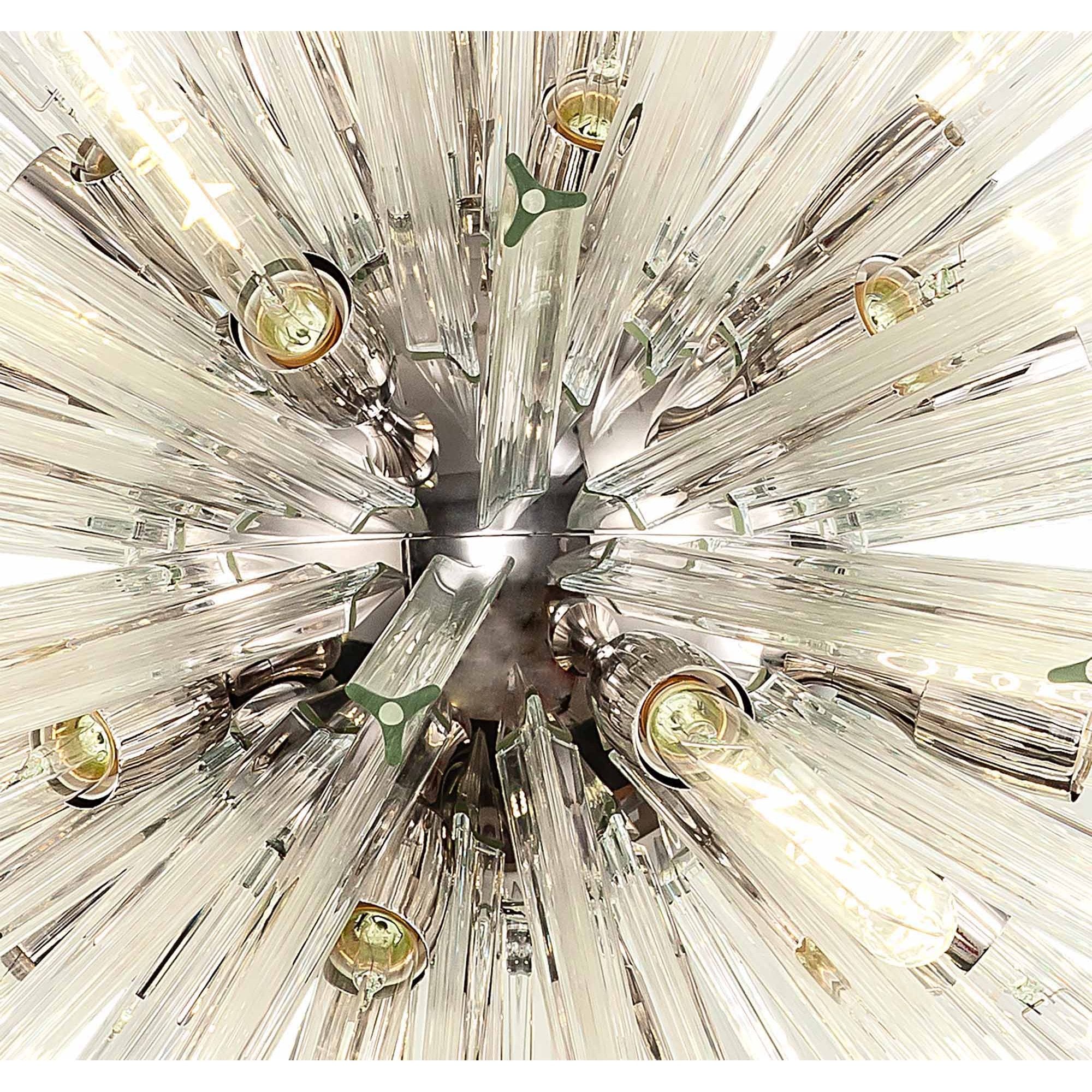 Fabula Wordworth 32 Light Round Pendant - Polished Nickel & Clear Glass